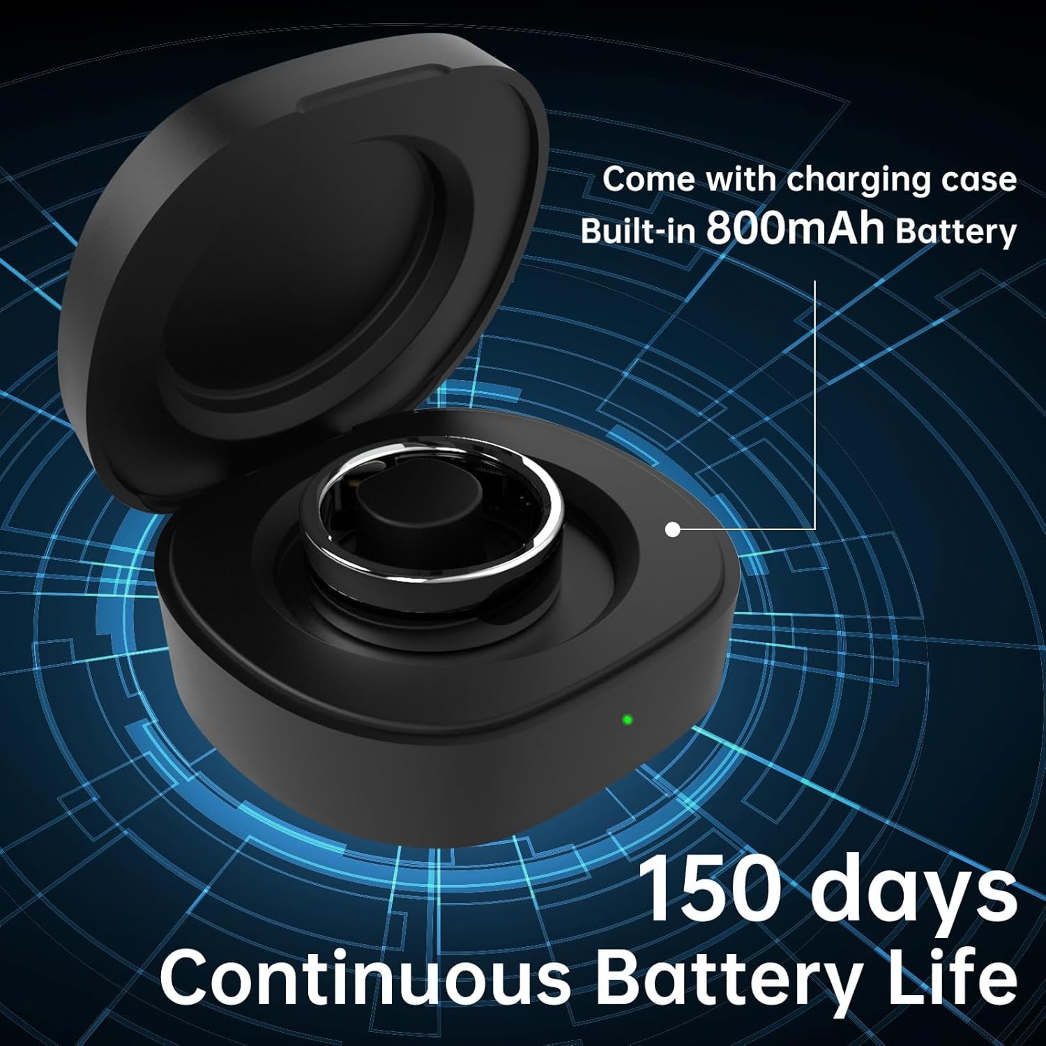 Smart Ring, Fitness Ring Tracker, Health Monitoring of Heart Rate, Blood Oxygen, Temp, Activity & Sleep Tracking with Smart Touch, LED Reminder, Smart Rings for Men Women with Battery Case - Image 7