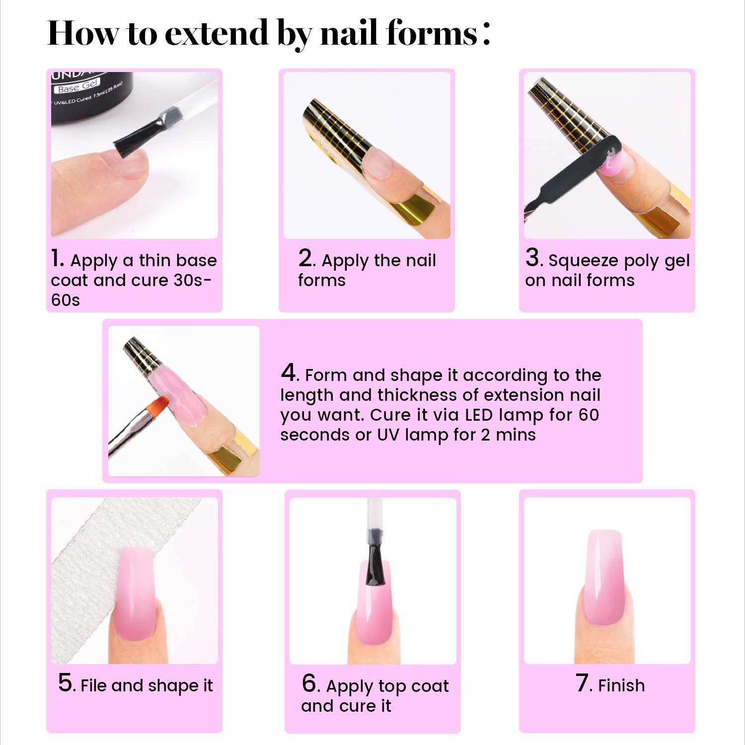 Beetles Poly Nail Extension Gel Kit with Electric Nail Drill, 6PCS Builder Nail Gel Enhancement Trial Professional Nail Technician All-in-One French Kit Clear White Nutural Pink Color Poly Nail Gel - Image 9