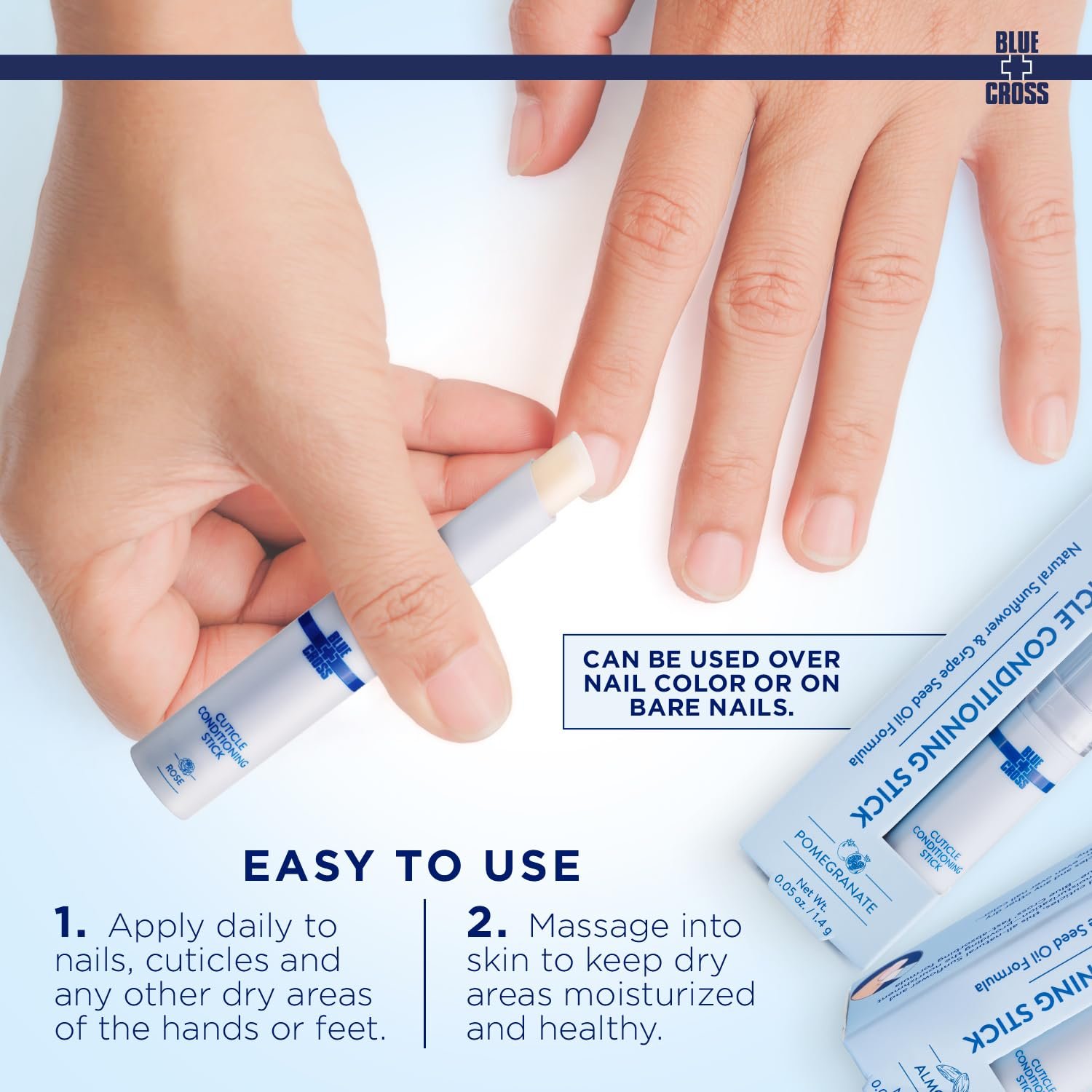 Blue Cross Cuticle Balm Conditioning Stick, Scented Cuticle Softener Oil Balm with Nourishing Sunflower & Grape Seed Oil, Professional Nail Care Supports Dry + Damaged Cuticles, 0.05oz, Rose - Image 5