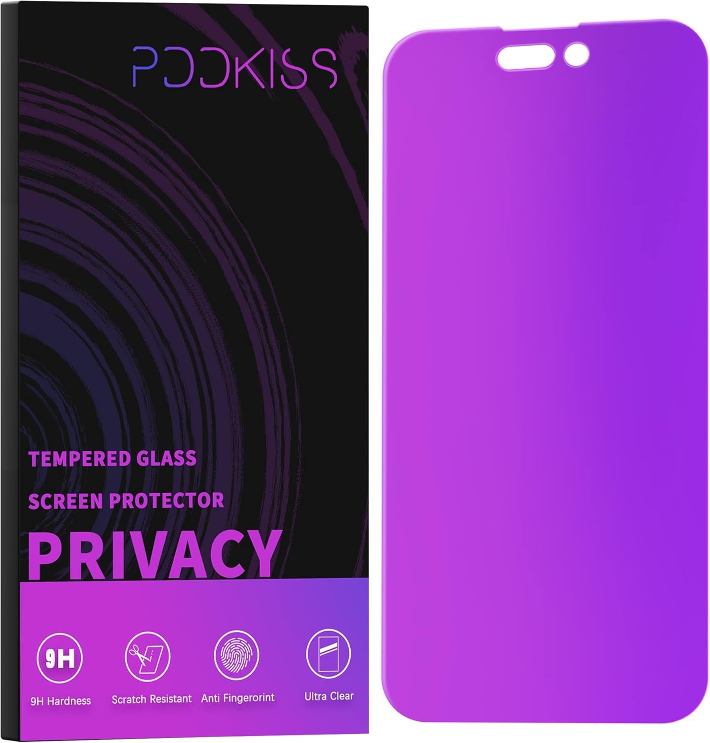 Compatible for iPhone 14 Pro Privacy Screen Protector 6.1 Inch, Purple Gradient Colorful Anti Spy Anti Blue Light HD Screen Protector Tempered Glass Easy Installation - Image 2