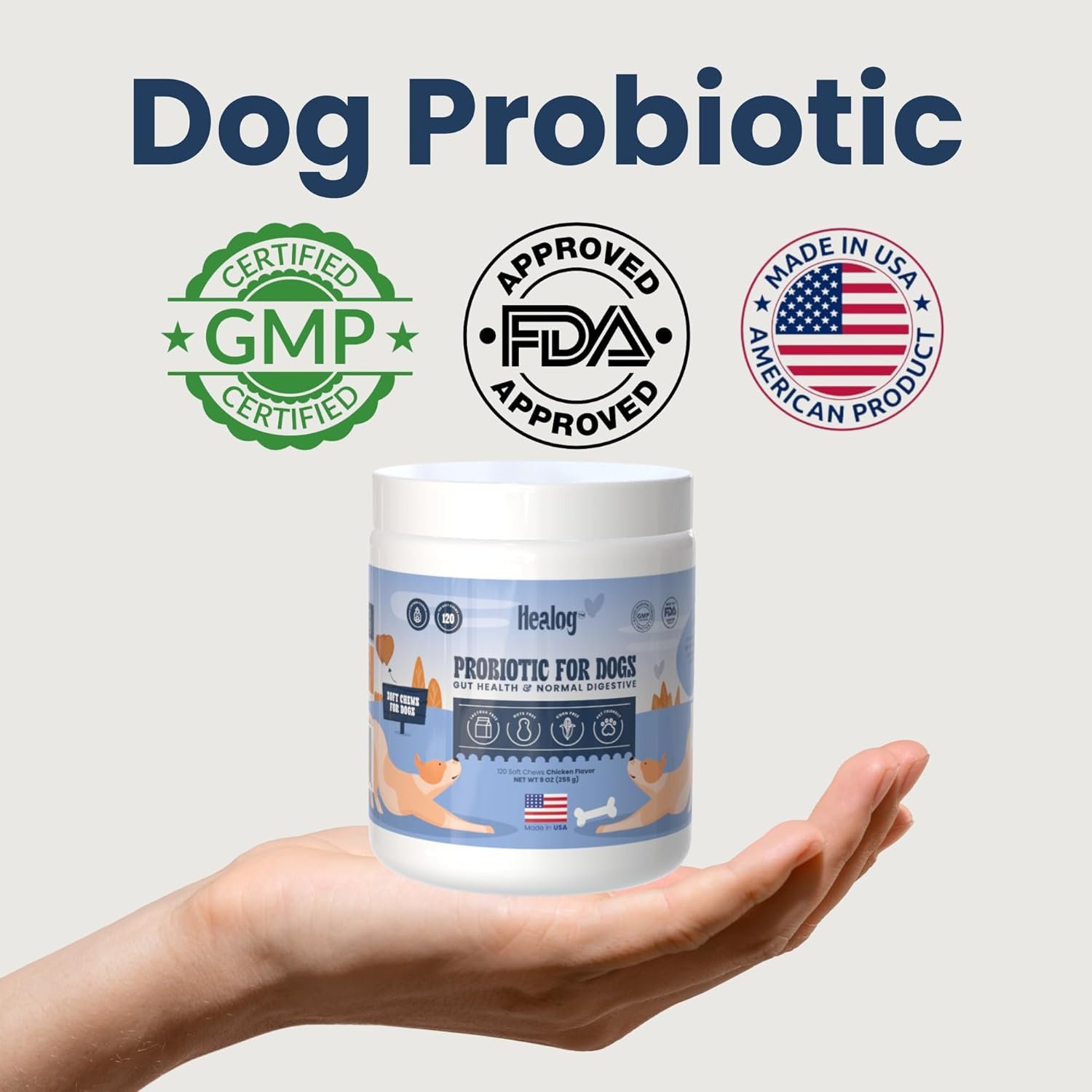 Probiotic for Dogs - 120 Chicken Flavored Soft Chews, Natural Dog Probiotics for Digestive Health, Gut Health for Dogs, Anxiety and Gas Relief, Diarrhea Control, 1 Billion CFU - Image 3