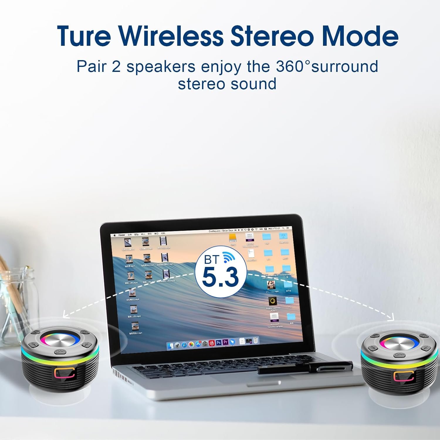 OYIB Bluetooth Shower Speaker, Portable Bluetooth Speaker 360° HD Sound, RGB Lights, FM Radio, IPX7 Waterproof Wireless Speaker with Suction Cup and Mic, Shower Radio for Party/Outdoor/Travel/Gifts - Image 7