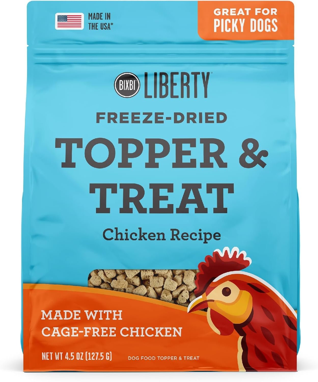 BIXBI Liberty Freeze Dried Dog Food Topper + Dog Treat, Chicken Recipe, 4.5 oz - 98% Meat and Organs - Pantry-Friendly Raw Treat or Food Topper - USA Made - Image 2