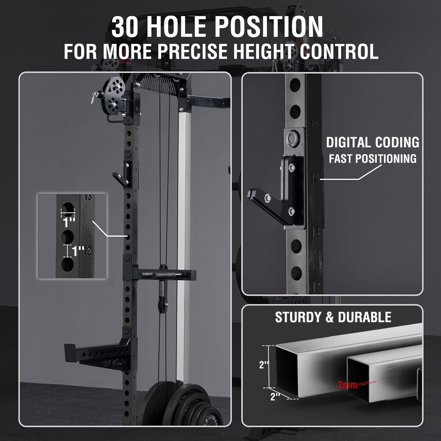 Mikolo Power Cage, 2000LB Squat Rack, Dual Pulley Cable Crossover System, Multi-function Free Weight Home Gym Workout Machine with Attachments - Image 7