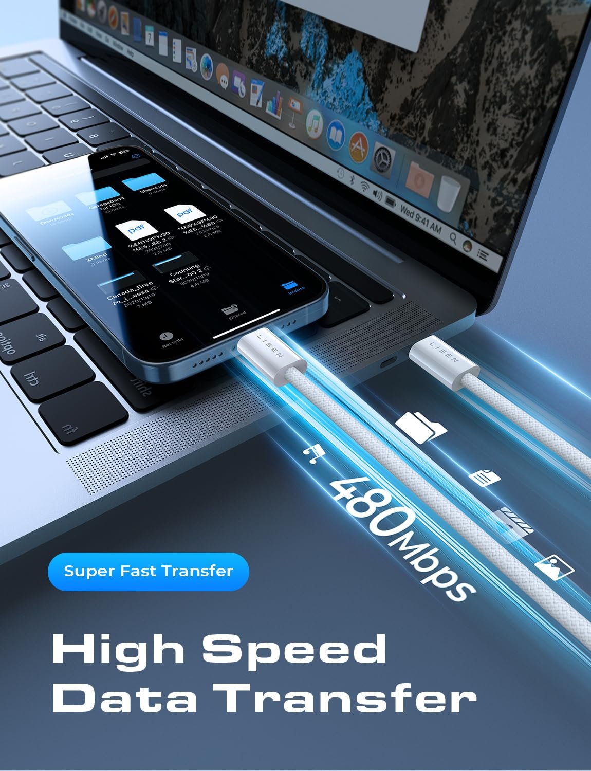 LISEN for iPhone 16 15 USB C to USB C Fast Charging, 60W USB C Cable Type C Fast 4 in 1 Charging Cable for iPhone 16 15,Samsung S24 S23 iPad Pro 13 12.9 11 inch, iPad Air 5,White 3Pack 6FT - Image 7