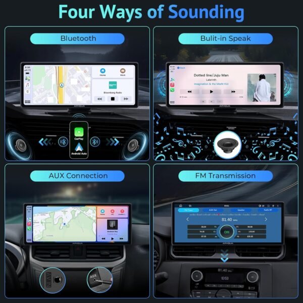 [2024] Portable Apple Carplay Screen for Car,9.26" Wireless Carplay & Android Auto,Carplay Box,Portable Car Play Screen+1080P Backup Camera,GPS Navigation Mirror Link,Bluetooth,FM,Siri for All Models - Image 5