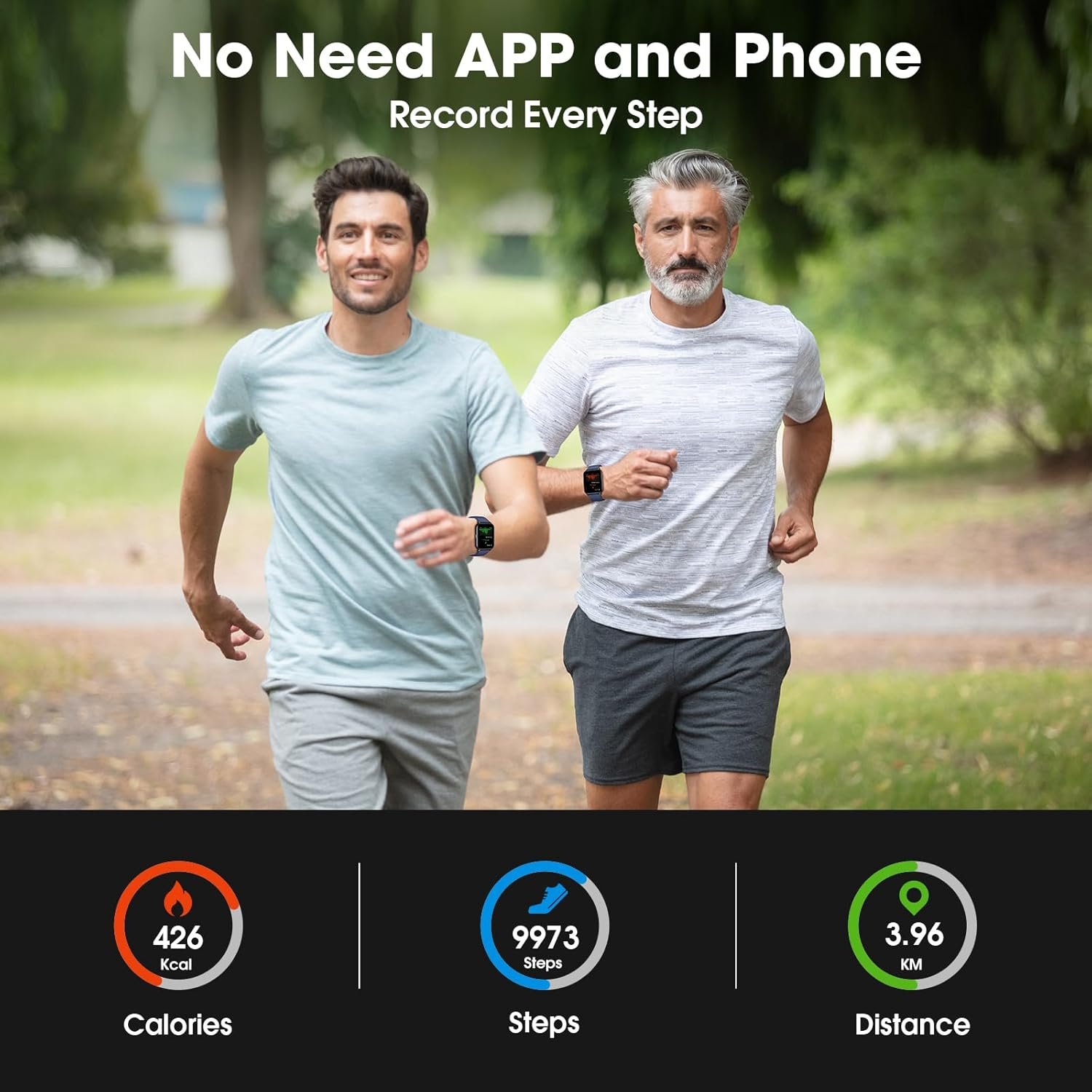 Smart Watch for Men Women, 1.91'' Big Font No App/Phone Required, Fitness Tracker with Pedometer, Bluetooth Call (Answer/Make Call), Heart Rate Blood Oxygen Monitor Step Counter, 100+ Sports Modes - Image 4