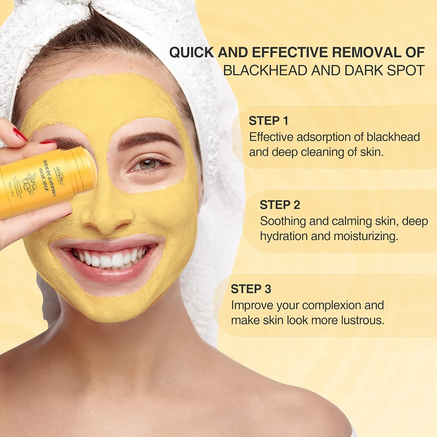 Turmeric Clay Stick Mask Organic Vitamin C Purifying Mask for Blackhead Cleansing Healing Clay Mud Mask for Deep Clean Pore Improve Skin Acne Scars Facial Mask With Blackhead Remover Extractor Tools - Image 7