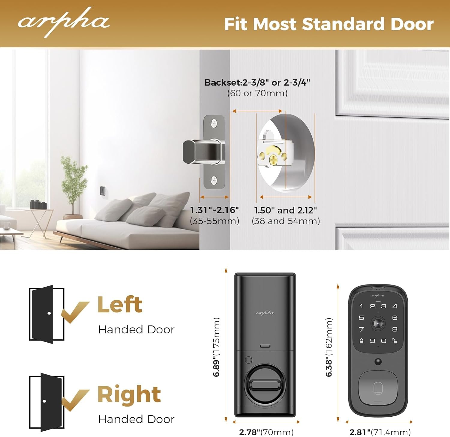 WiFi Smart Door Lock with Camera, 5-in-1 Fingerprint Keyless Entry Door Lock - 2K Video Doorbell Camera • Two-Way Audio • Dual Motion Sensors • App Remote Control • Keypad Code • 32G Storage Capacity - Image 9
