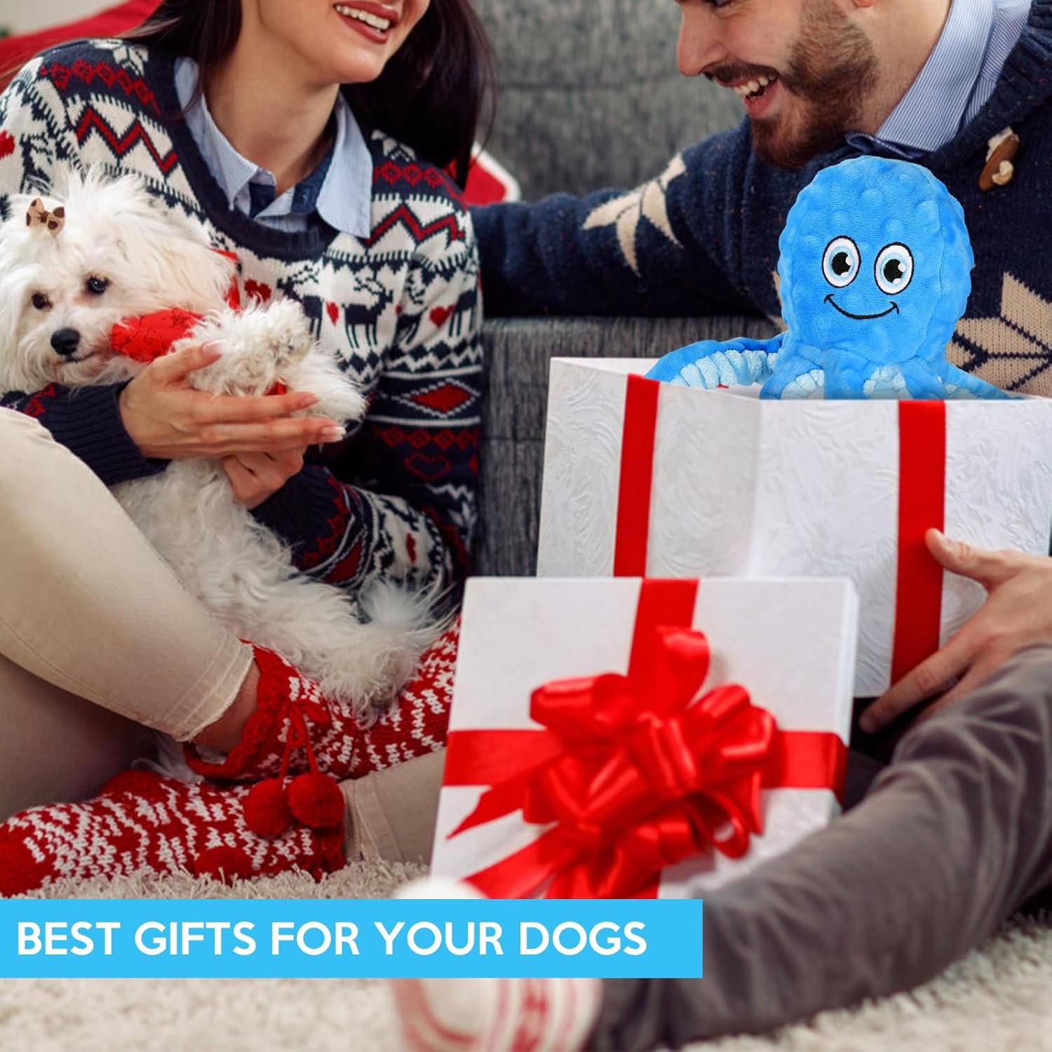 Squeaky Dog Toys Octopus Stuffed Crinkle Toy, Puppy Chew Toys for Teething, Durable Tug of War Interactive Plush Dog Toys for Puppies Small, Medium, and Large Dogs - Image 8