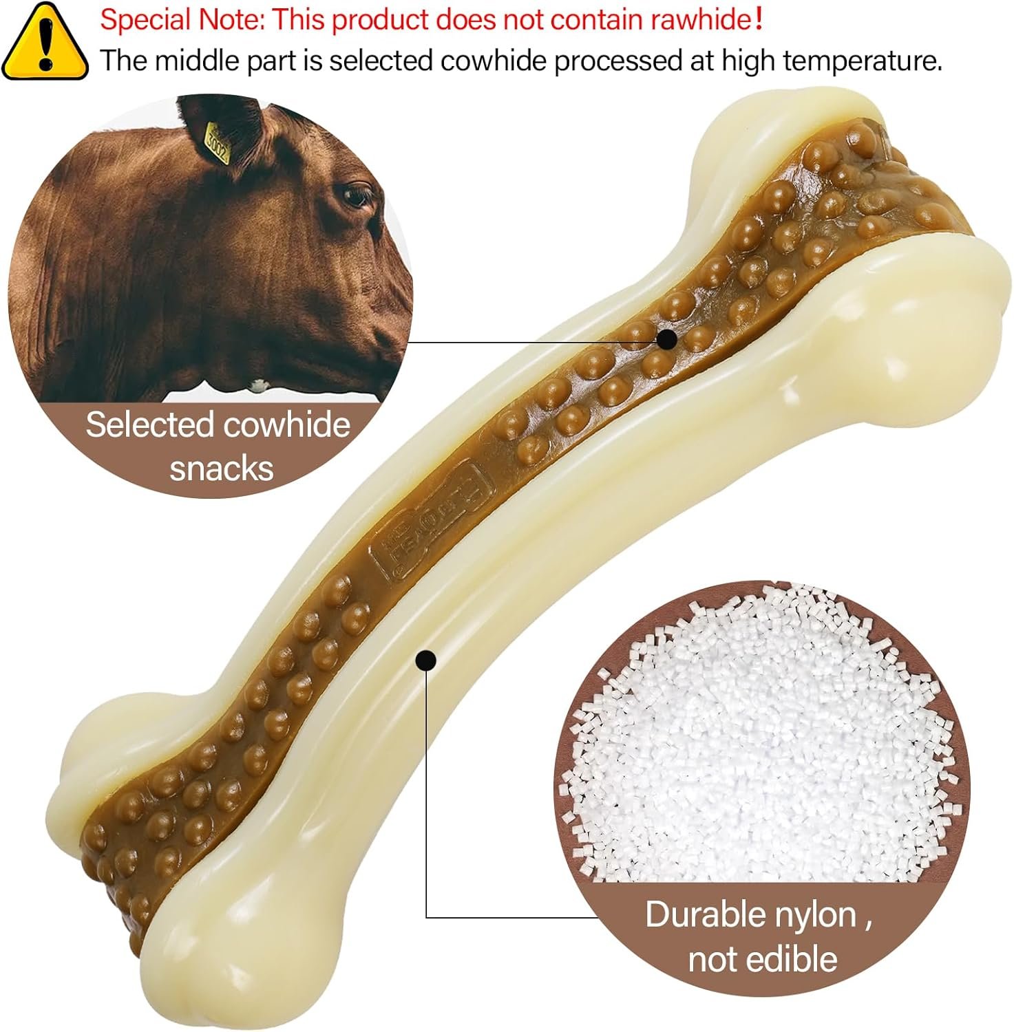 Dog Chew Toys for Aggressive Chewers, 2 Pack Beef Flavor Tough Dog Bones for Large/Medium Breed Dogs, Nylon Dog Toys for Teething and Training - Image 3