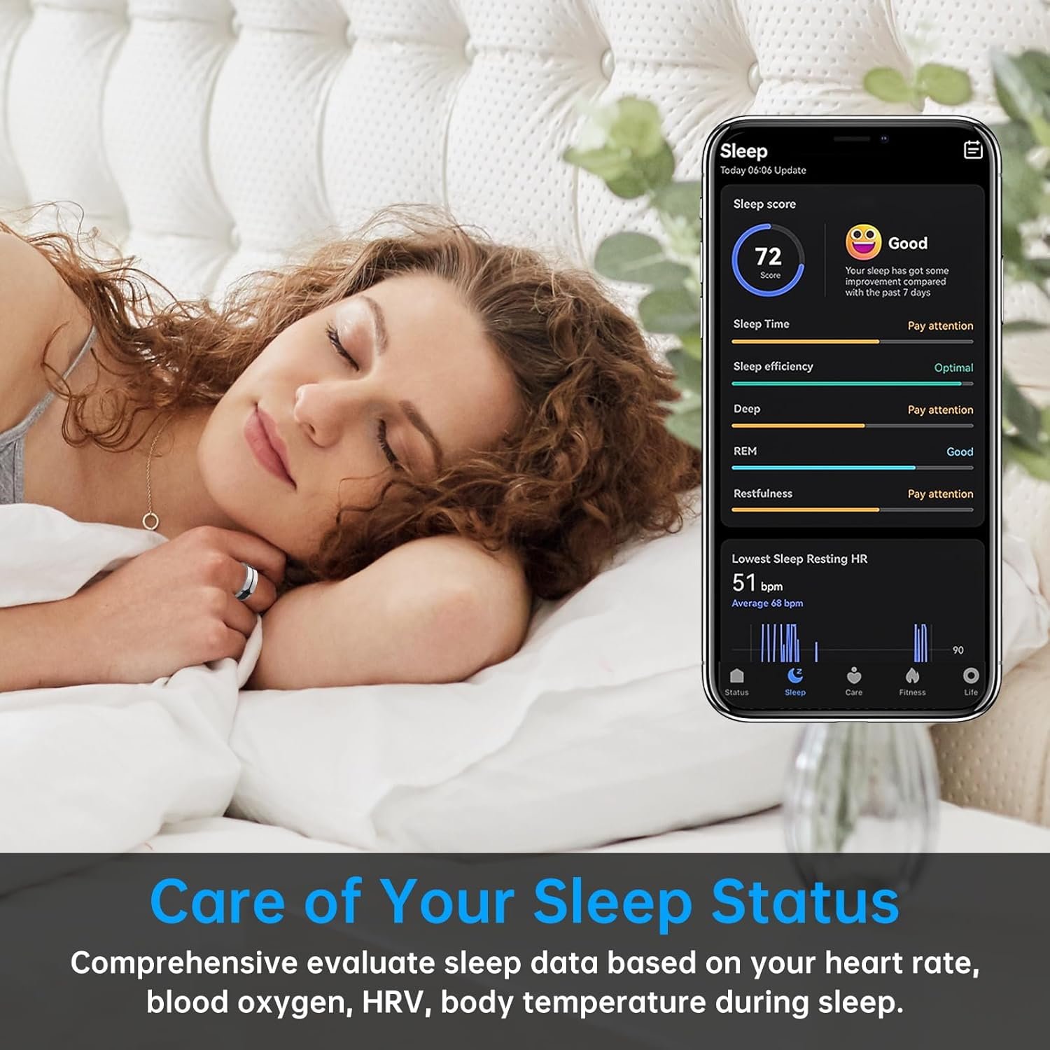 Smart Ring, Fitness Ring Tracker, Health Monitoring of Heart Rate, Blood Oxygen, Temp, Activity & Sleep Tracking with Smart Touch, LED Reminder, Smart Rings for Men Women with Battery Case - Image 3