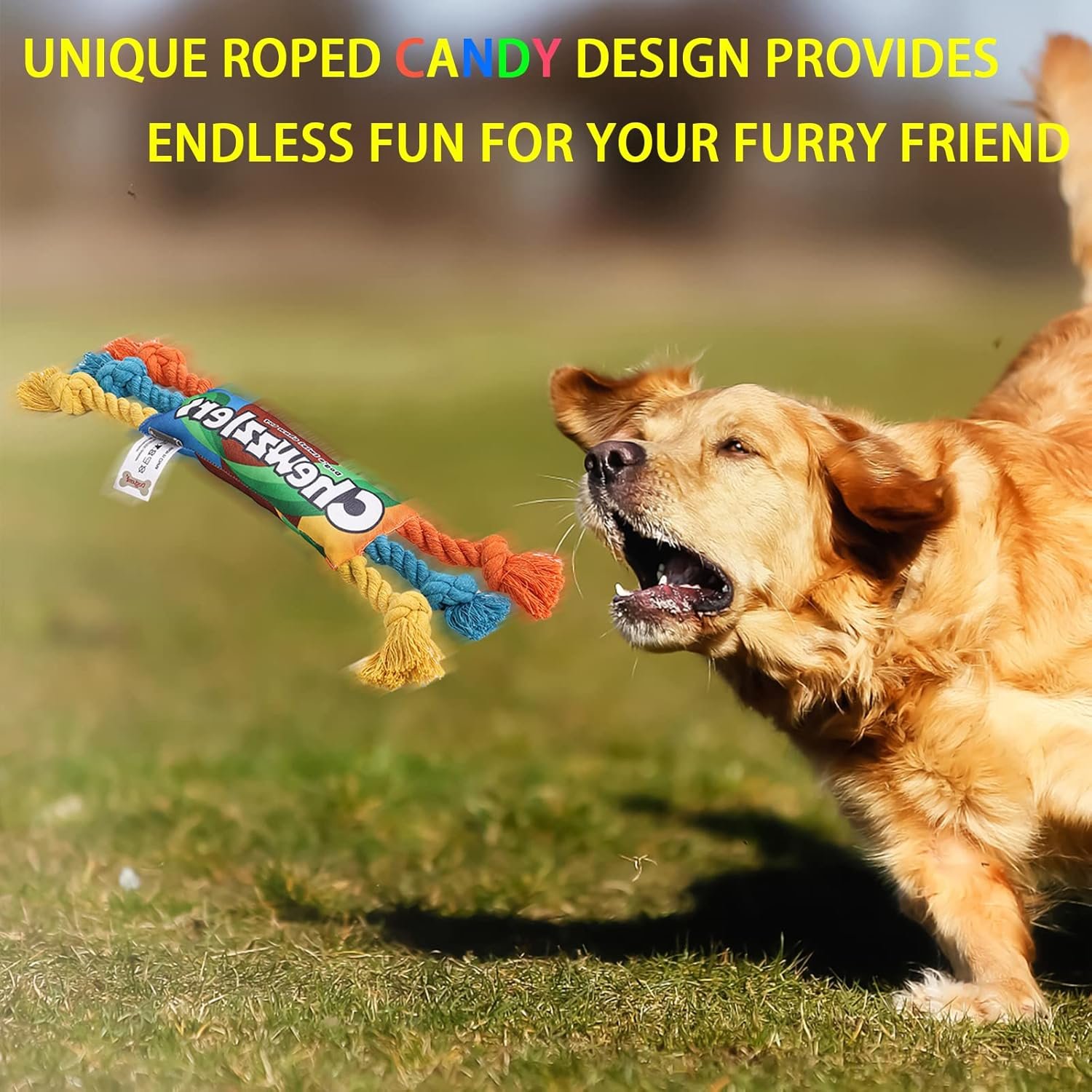 ETIAL Interactive Squeaky Toys for Aggressive Dogs Chew Toys Rope Toys - Rainbow Candy Shaped - Tough & Durable Toys for Small Medium and Large Breeds - Image 5