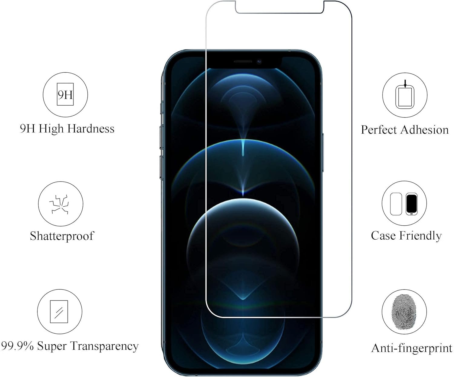 Ailun Glass Screen Protector Compatible for iPhone 12 pro Max 2020 6.7 Inch 3 Pack and【Eye Protection】 Anti Blue Light 2 Pack Screen Protector for iPhone 12 Pro Max+2 Pack Camera Lens Protector - Image 4