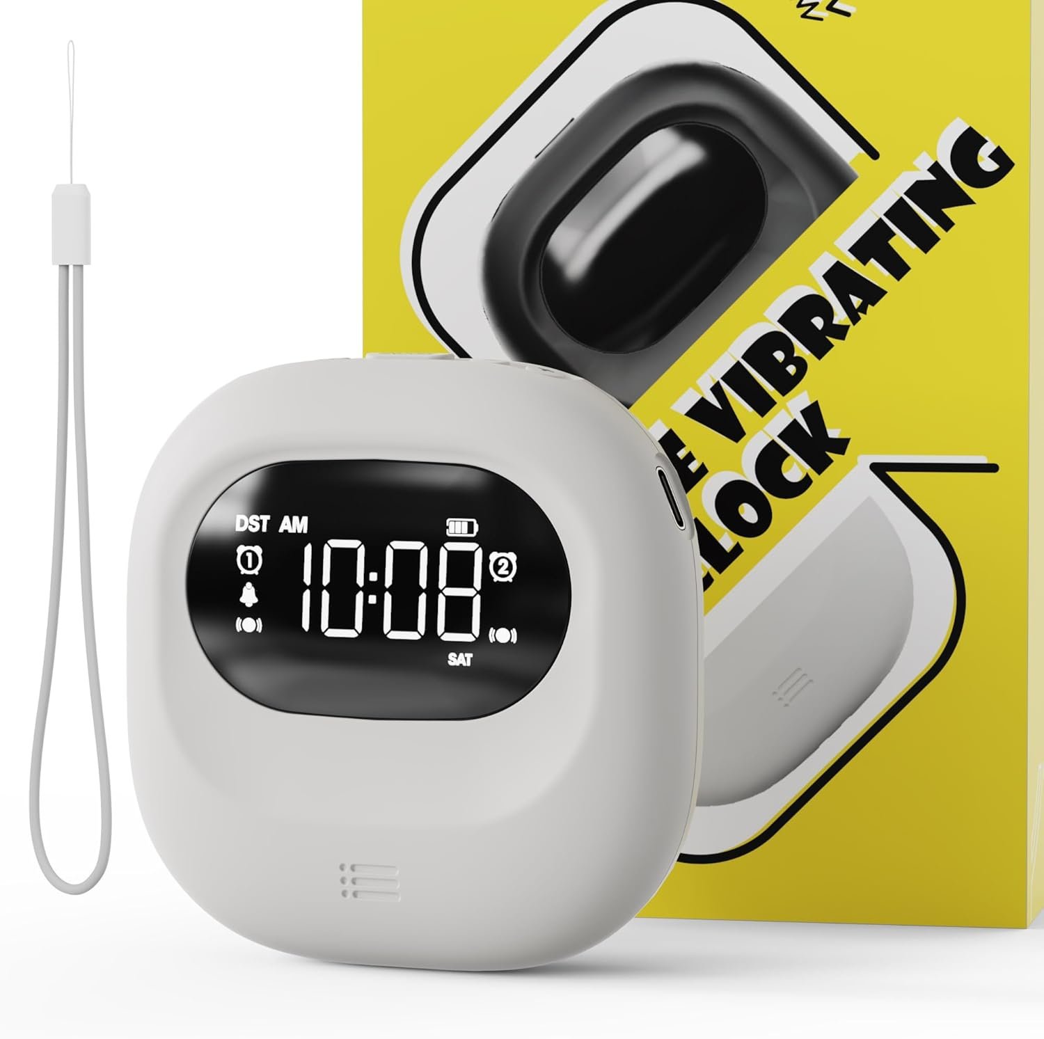 Vibrating Alarm Clock for Heavy Sleepers Adults Kids, Rechargeable Battery Powered Bed Shaker Under Pillow for Hearing Impaired/Deaf, Loud Dual Alarms for Bedrooms Travel, Portable Digital Clock, DST - Image 2