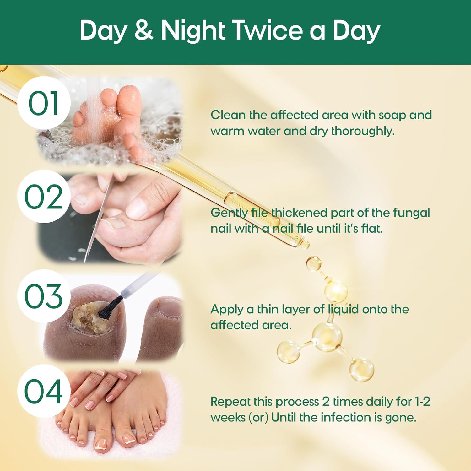 Toe finger nail fungus treatment: Hongos fungal remover extra strength liquid - finger nail fungi aid care kit - fungus nail repair with brush - (30ml/1fl oz) - Image 5