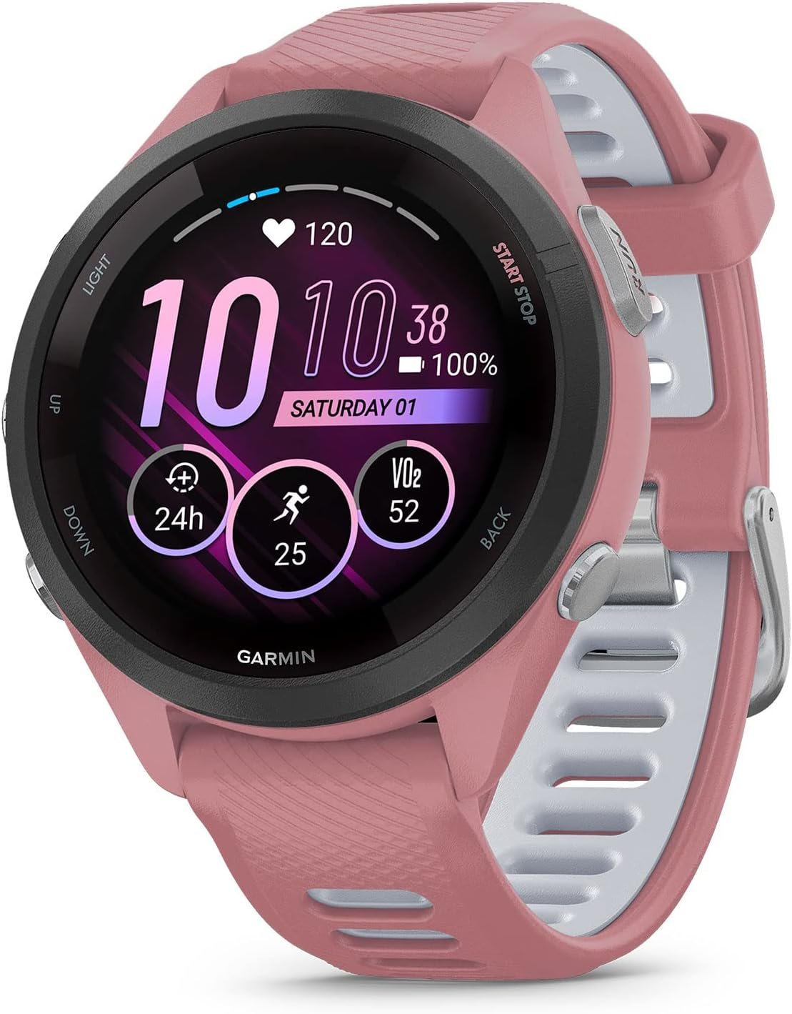 Garmin Forerunner 265S Running Smartwatch, Colorful AMOLED Display, Training Metrics and Recovery Insights, Light Pink and Powder Gray - Image 2