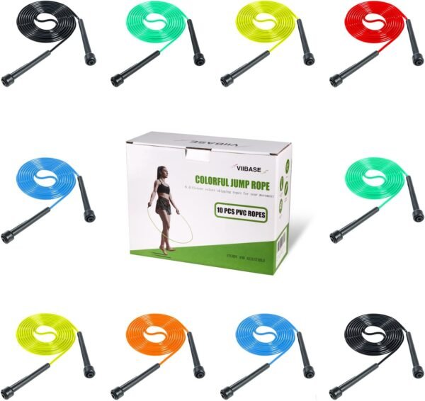 10 Pack PVC Jump Rope for Cardio Fitness - Versatile Adjustable Skipping Rope for Women Men Kids, Speed Jump Rope for Exercise,9 Feet - Image 2