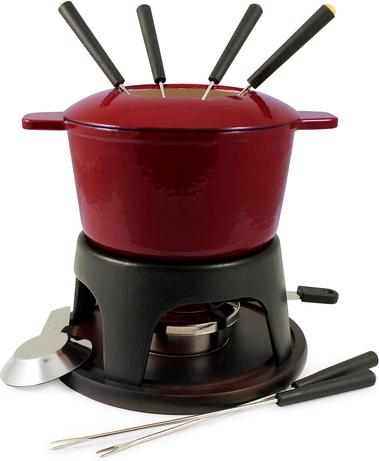 Swissmar F66705 Sierra 1.6-Quart Cast Iron Meat Fondue Set, 11-Piece, Cherry Red - Image 2