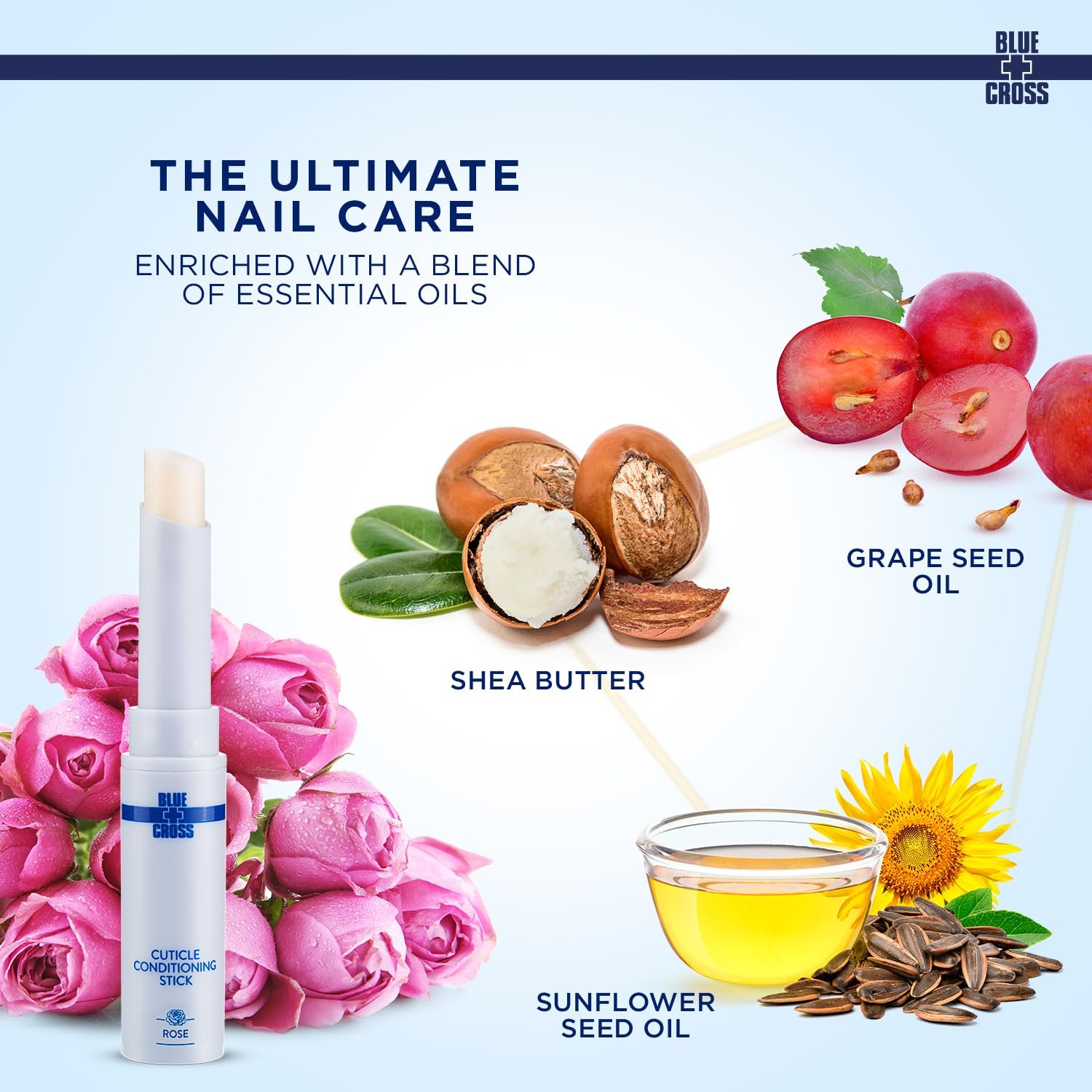 Blue Cross Cuticle Balm Conditioning Stick, Scented Cuticle Softener Oil Balm with Nourishing Sunflower & Grape Seed Oil, Professional Nail Care Supports Dry + Damaged Cuticles, 0.05oz, Rose - Image 4
