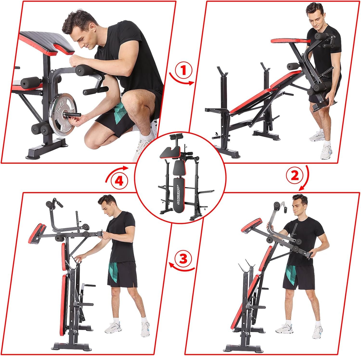 OPPSDECOR 660lbs 6 in 1 Weight Bench Set with Squat Rack Adjustable Workout Bench with Leg Developer Preacher Curl Rack Fitness Strength Training for Home Gym - Image 7