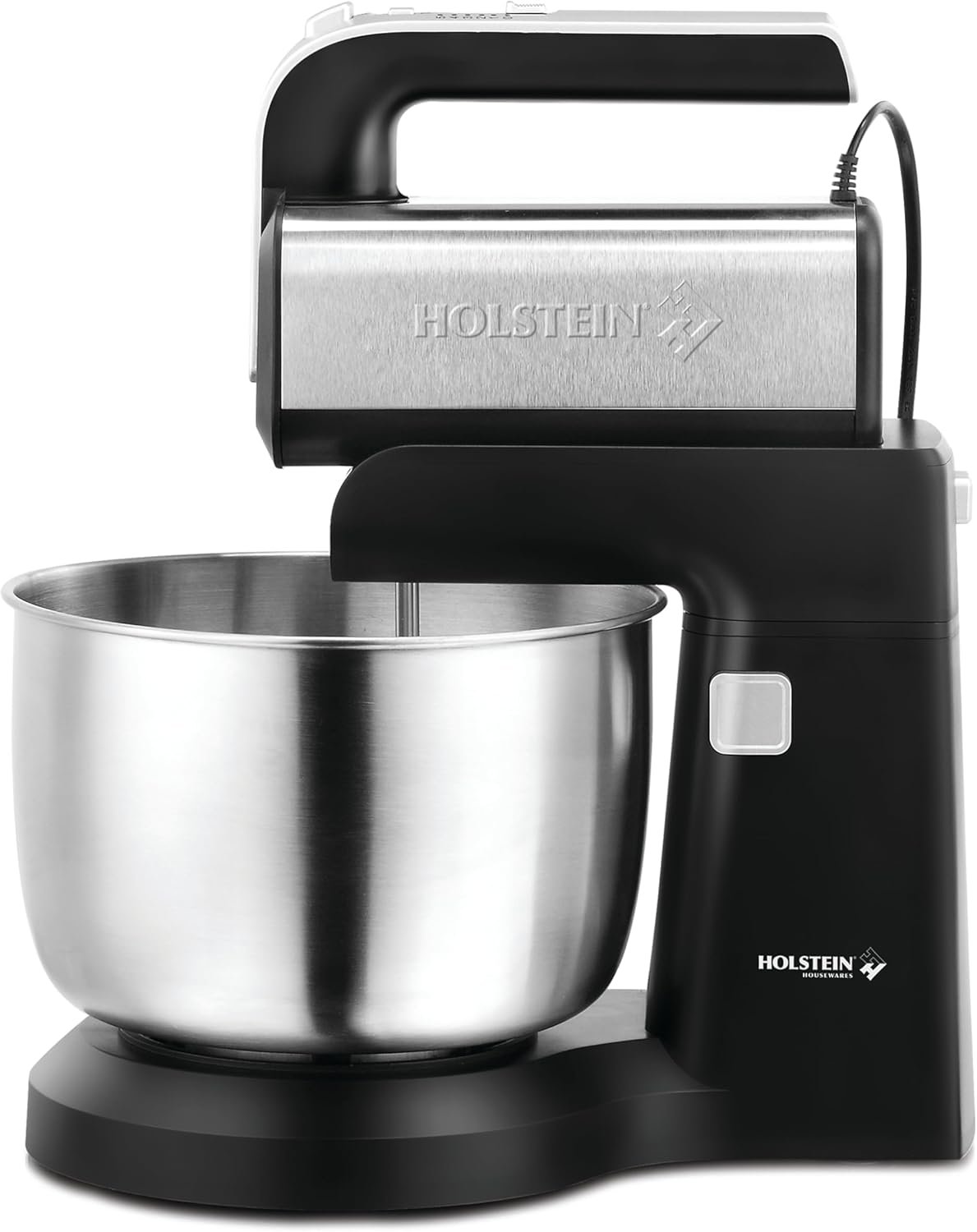 Holstein Housewares 5-Speed Hand and Stand Mixer, 250W Power with LED Light, Black and Stainless Steel – Versatile Mixer for Baking, Whipping, and More - Image 2