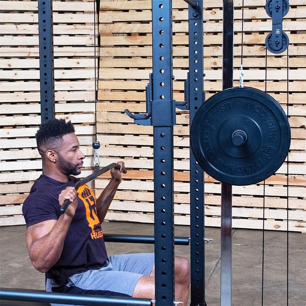 Rugged Strength & Fitness Power Rack (Y100P3) with Lat Attachment - 300 lb. Weight Set Included, Ideal for Home Gym Strength Training, Squats, and Workout - Enhanced Power Cage for Fitness Reality - Image 7