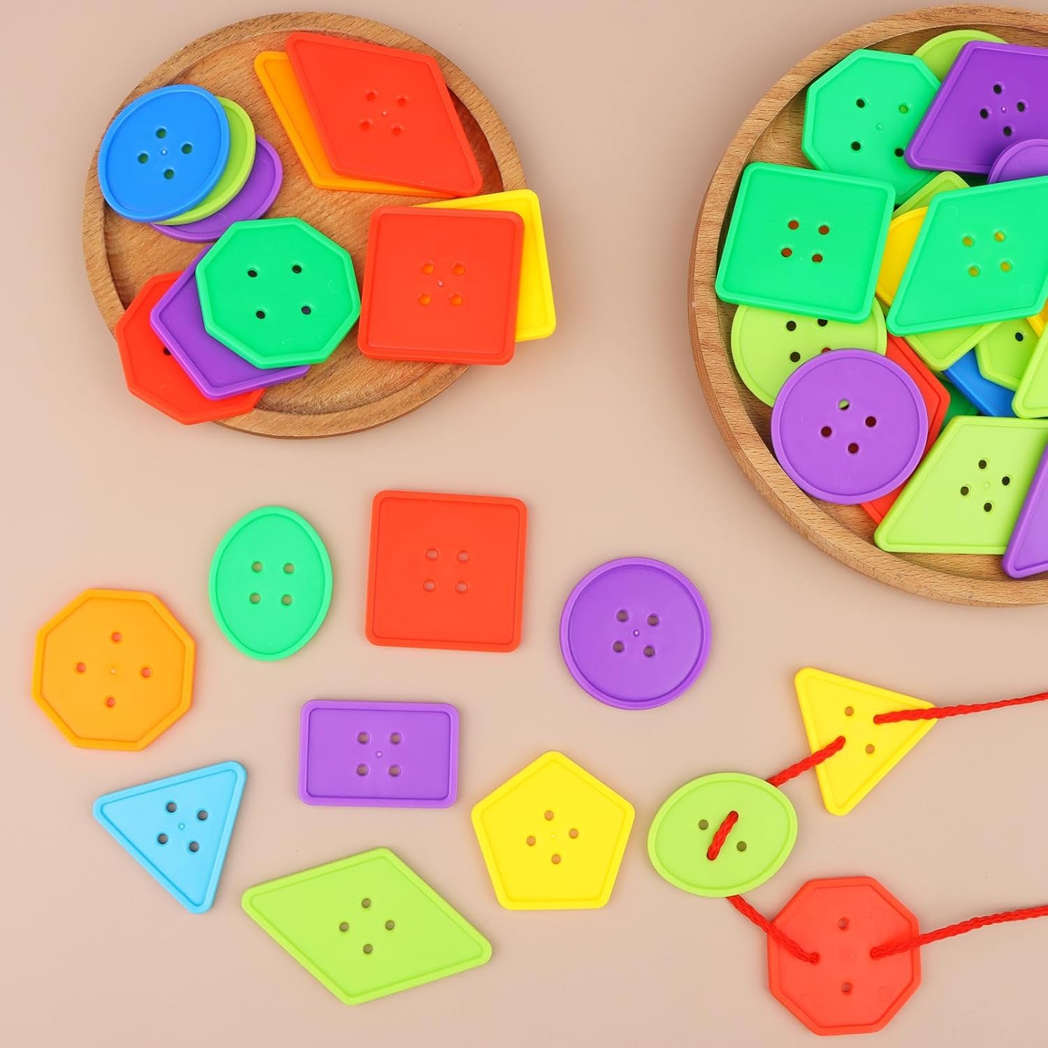 256 Pcs Large Craft Buttons for Kids 8 Geometric Shapes Jumbo Sewing Buttons Vivid Colors Plastic Assorted Buttons Toys for Crochet Knitting Teaching Shapes Arts and Crafts Projects - Image 4