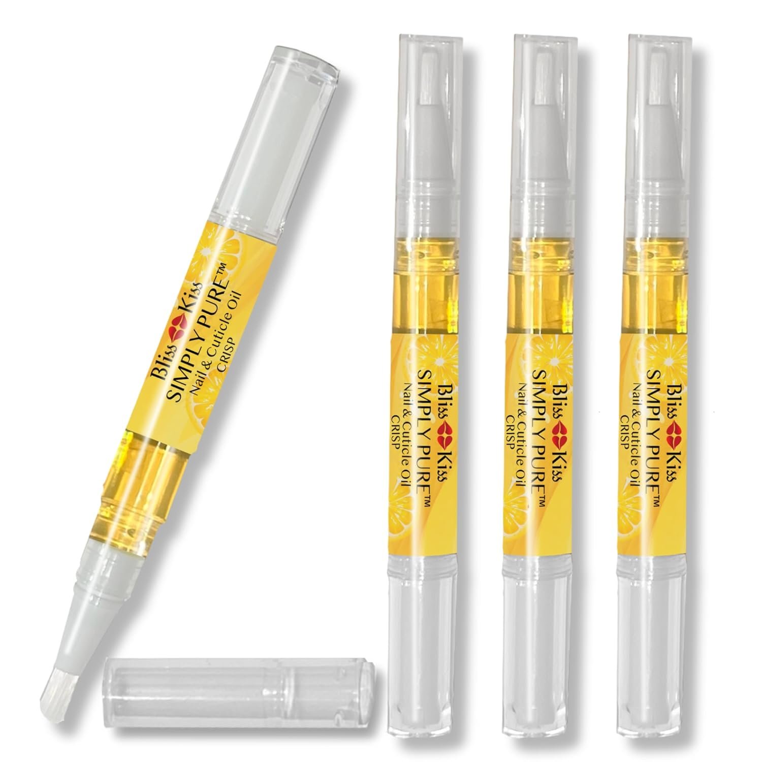 Bliss Kiss | Crisp Fragrance 4 Nail Oil Cuticle Pens w/Vitamin E & Jojoba⏤Nail Strengthener Nail Growth Serum for Brittle Peeling Breaking Thin Nails - Image 2