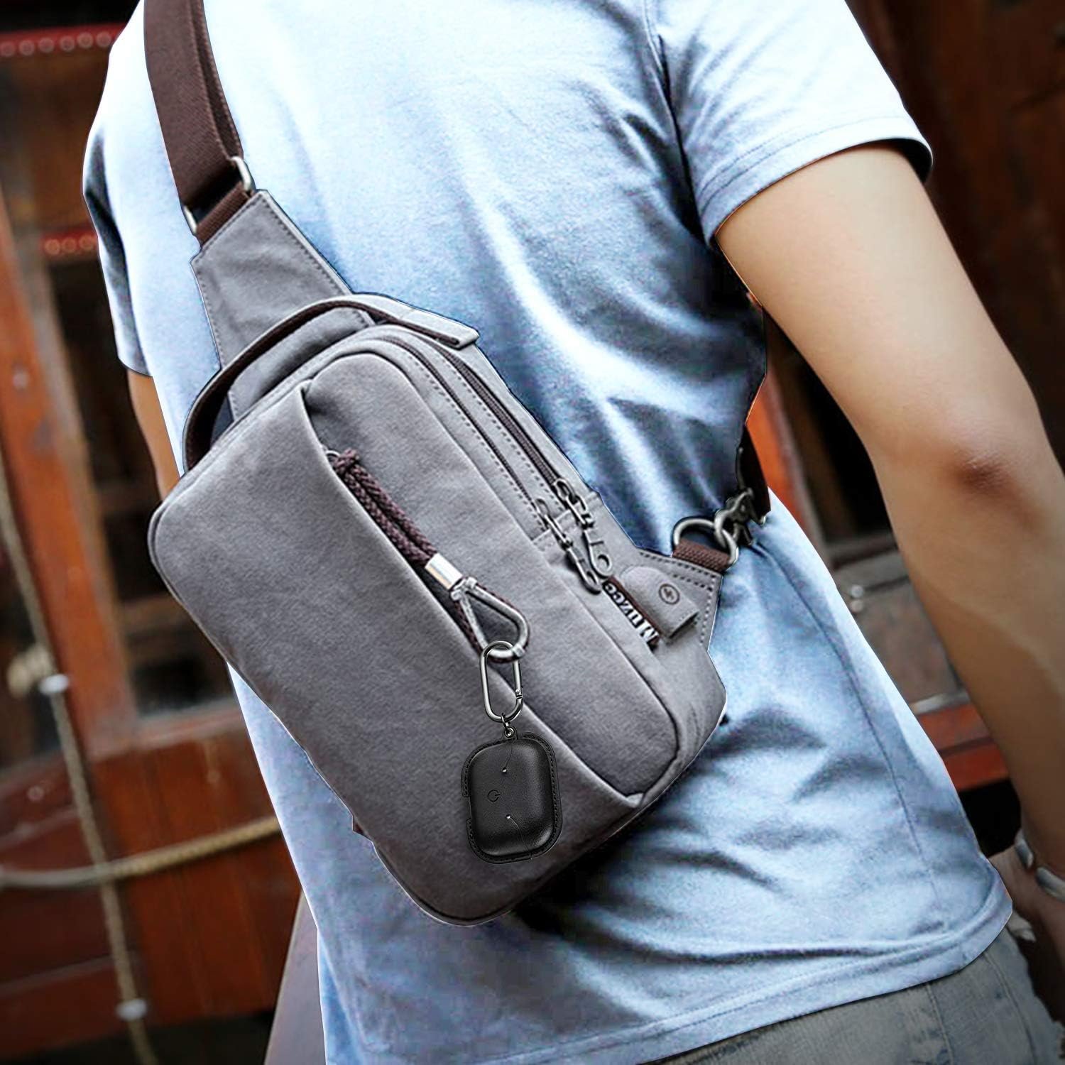 Maxjoy for AirPods Pro 2 Case Leather, Airpods Pro Leather Case Cover with Keychain Airpods Strap Compatible with Apple Airpods Pro 2nd Generation 2023 2022/ AirPods Pro 2019 (Front LED Visible),Black - Image 8