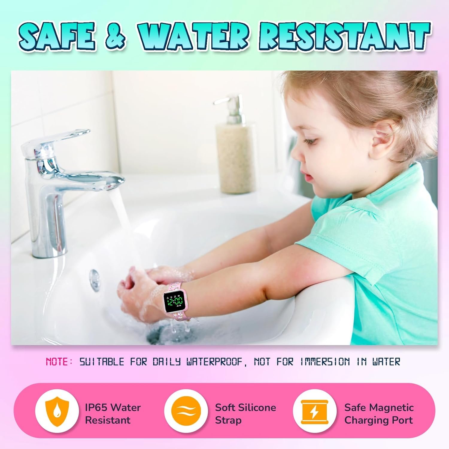 Potty Training Watch for Toddler Girls: Water Resistant Potty Reminder Watches for Kids Adjustable Volume Potty Trainer for Toddlers 1-3 Christmas Gifts for 2 3 4 Year Old Girl (Unicorn) - Image 6