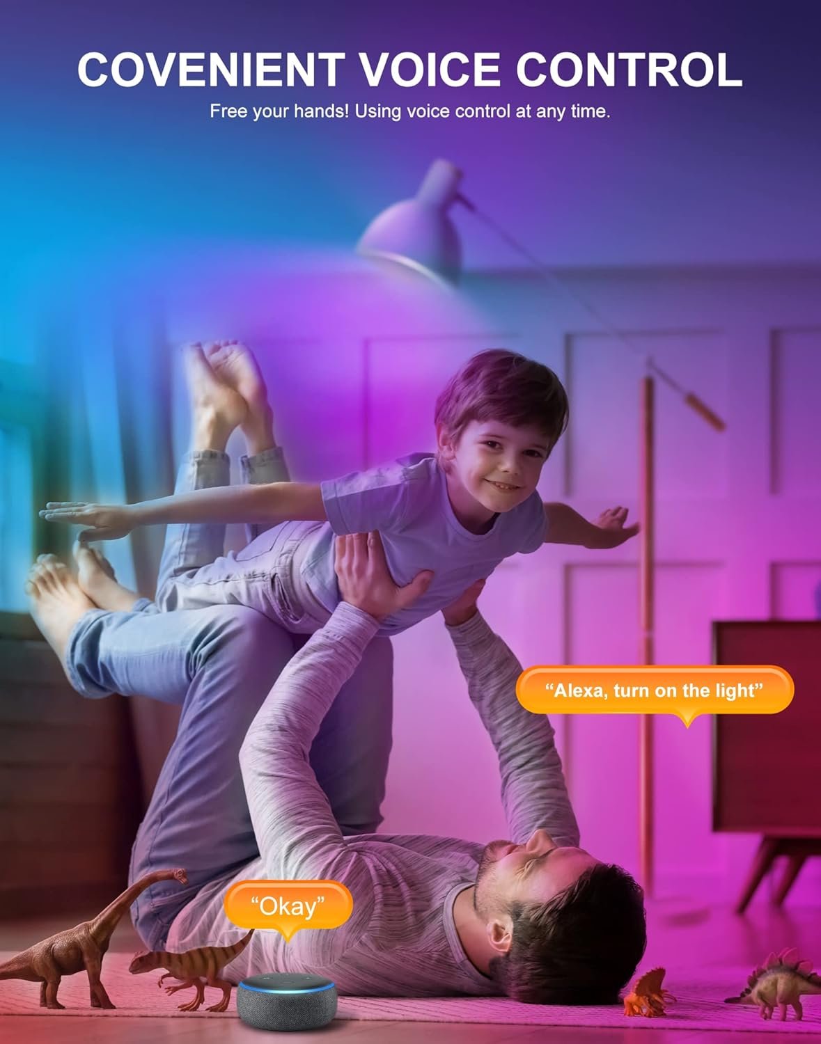 A15 E26 Smart Light Bulb Wi-Fi LED Lights Compatible with Alexa, Google Home Dimmable Multi-Colored Color Changing 5W=50W, 500 LM, Only 2.4GHz, 4Pack - Image 5