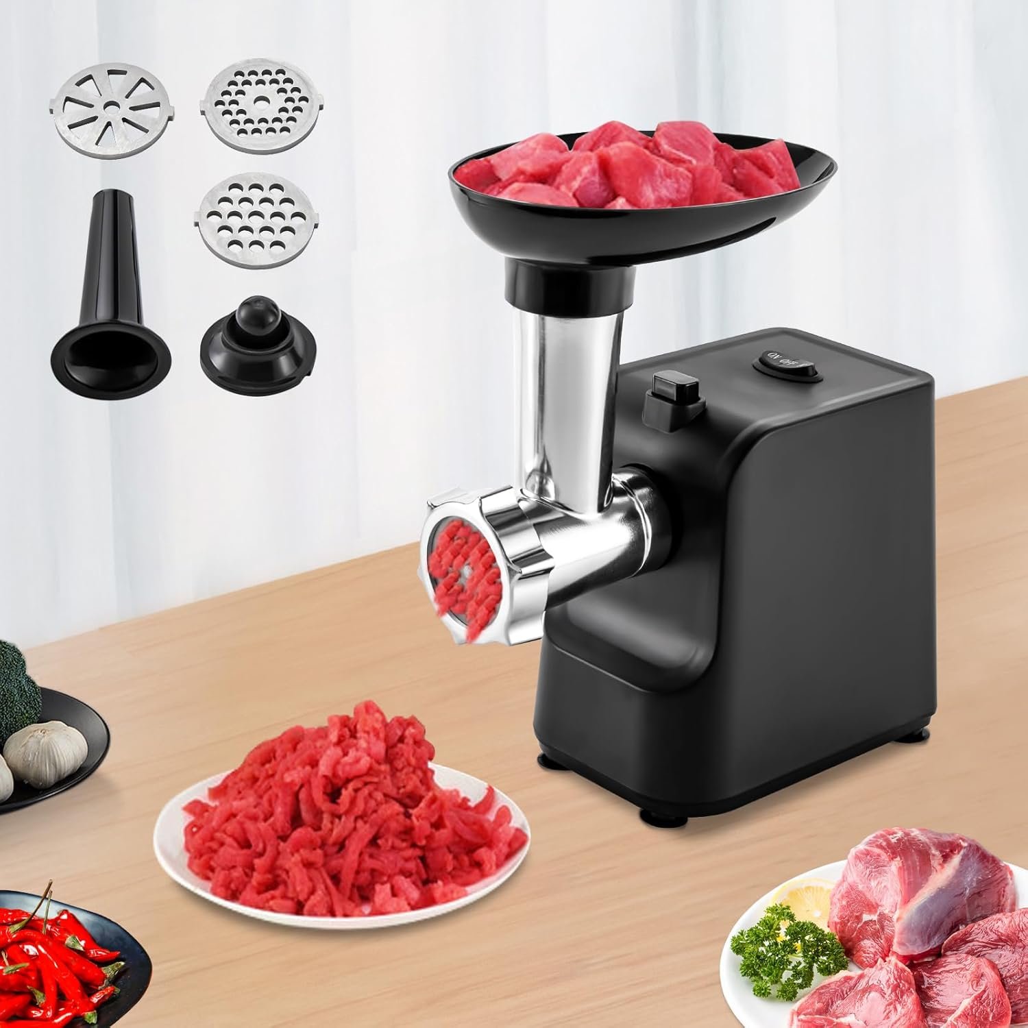 CNCEST Electric Meat Grinder,Electric Grinder 1000W For Meat with Attachments Sausage Maker,Stainless Steel Juicer,3 Grinding Plates Meat Grinder for Home Kitchen (black) - Image 5
