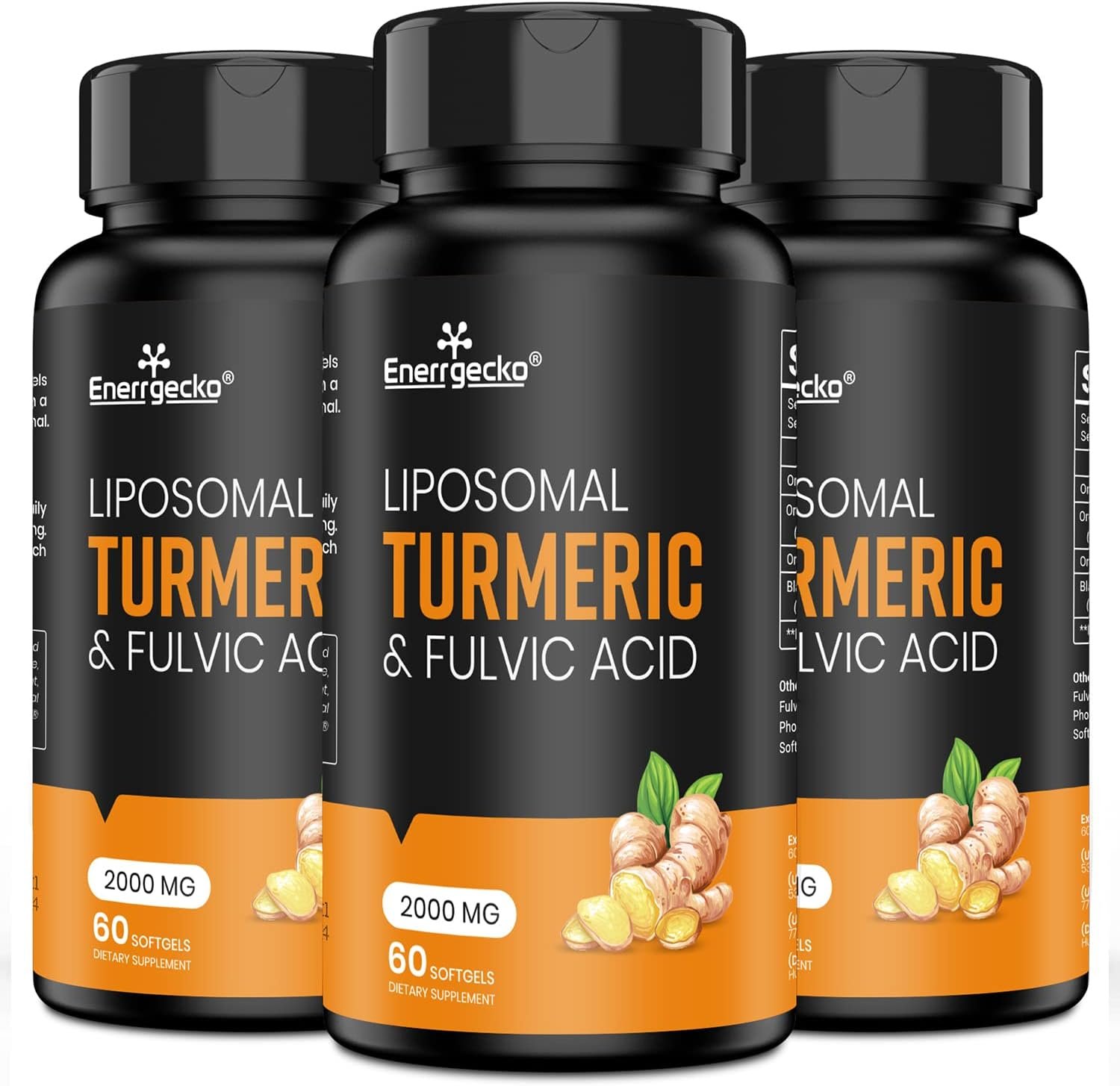 2000 mg Liposomal Turmeric Curcumin with Black Pepper & Ginger for Superior Absorption with Fulvic Acid and Humic Acid 180 Softgels - 3 Month Supply - Image 2