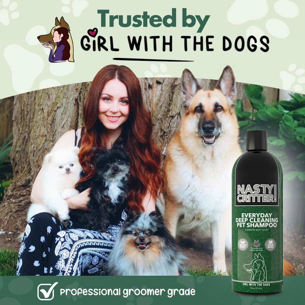 Nasty Critter! by Girl With The Dogs - Everyday Deep Cleaning Dog Shampoo 16 Oz, Made in USA 8 Wks+ - Image 3