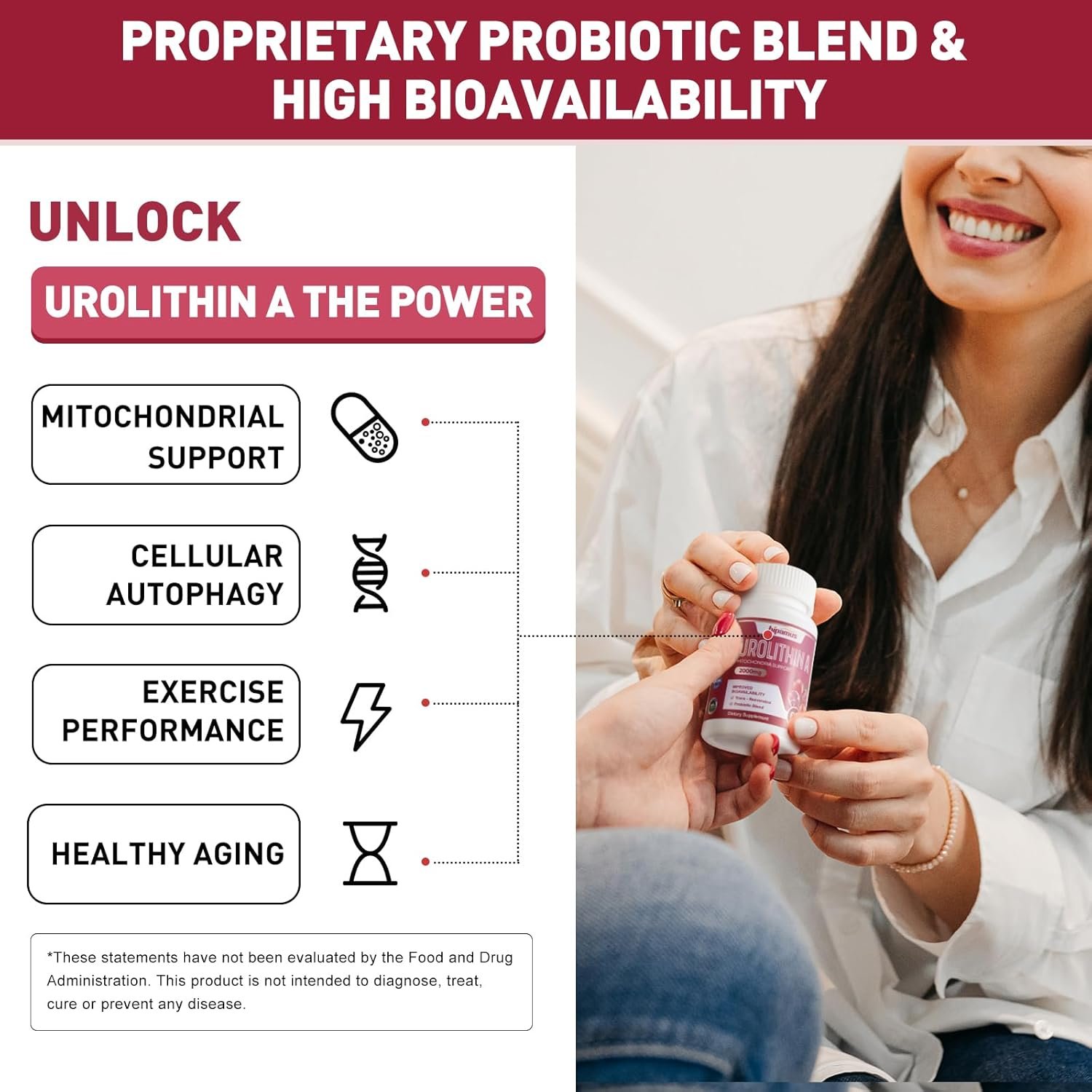 Urolithin A Supplement, 2,000mg for Healthy Aging, Antioxidants and Mitochondrial Support, 60 Softgels - Image 5