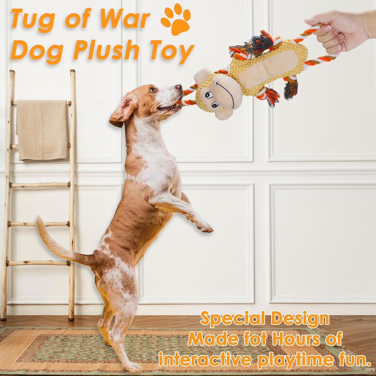 Rope Dog Toys Toys for Aggressive Chewers - Stuffed Crinkle Squeaky Dog Toys for Tug of War Plush Touch Dog Toys to Keep Them Busy Indestructible Dog Toys for Small Medium Dogs - Image 8