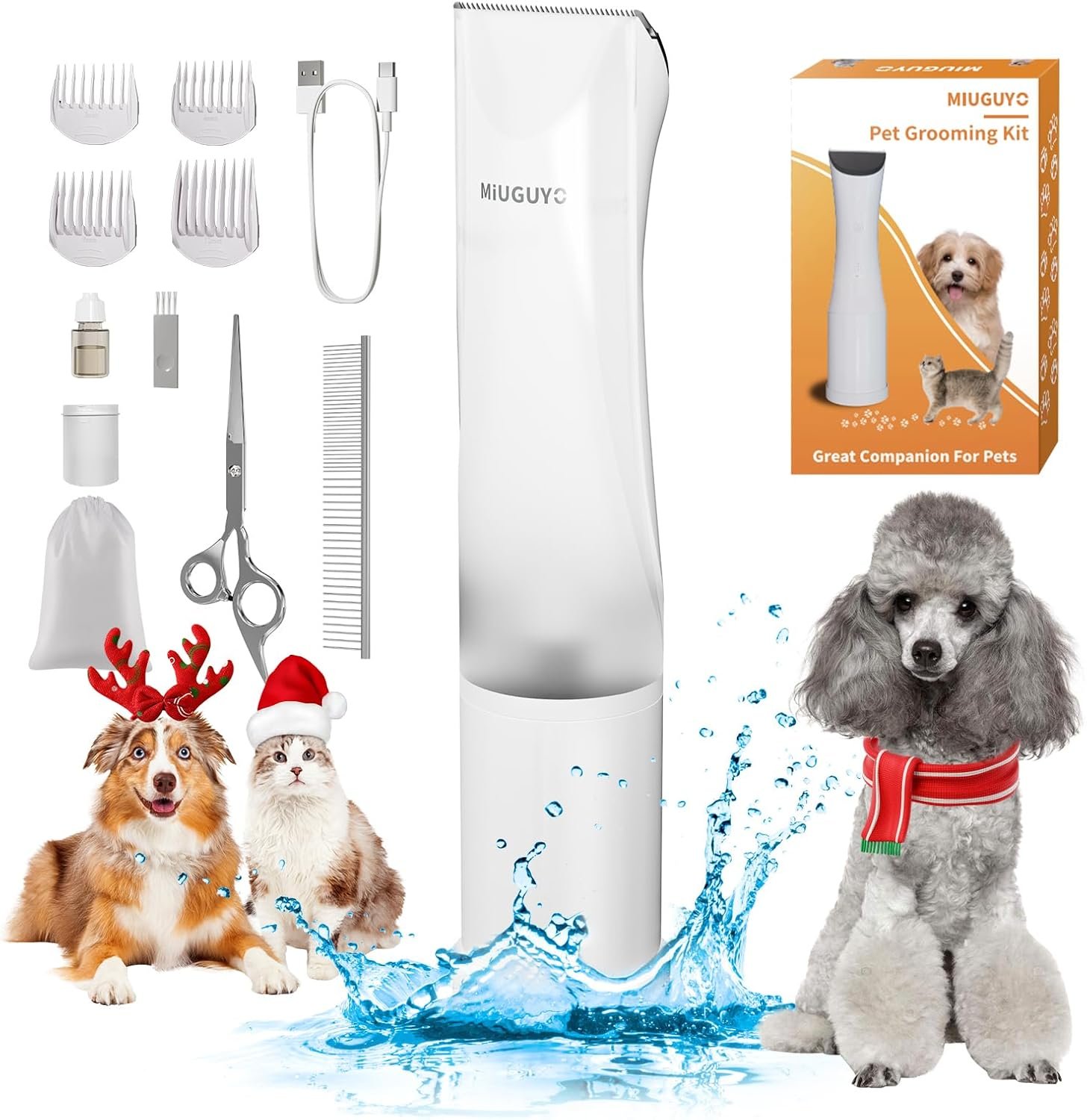 2-in-1 Dog Clipper & Dog Hair Vacuum Low Noise Rechargeable Cordless Dog Trimmer Cat Clipper with Hair Suction Professional Dog Hair Trimmer with Comb Guides Scissors Christmas Gifts - Image 2