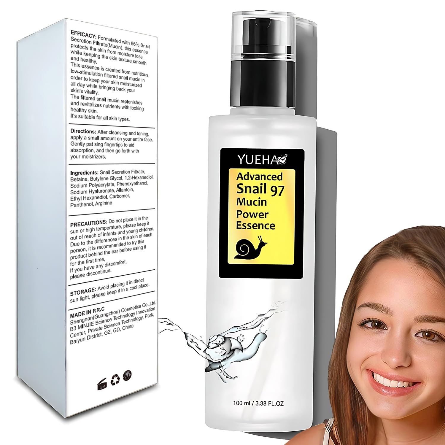 97% Snail Mucin Face Serum Power Repairing Essence, Snail Mucin, Hydrating Moisturizes skin for Dull Skin & Fine Lines."Enhances skin adaptability to various climates.""Distinct New Creations" - Image 2