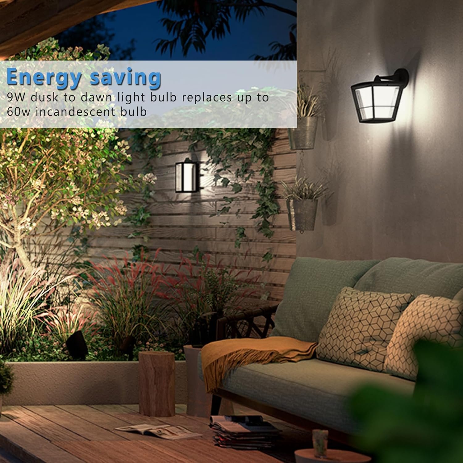 2 Pack Dusk to Dawn Light Bulbs Outdoor, 5000K-Daylight, 720LM, 9W(60W Equivalent) A19 E26 Automatic On/Off LED Light Bulbs, Dusk to Dawn LED Outdoor Lighting for Porch Garage Patio - Image 4