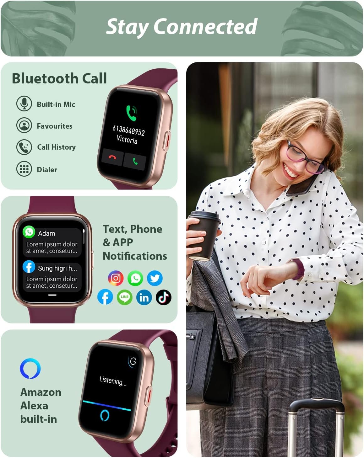 Smart Watch for Men Women(Call Receive/Dial), Alexa Built-in, 1.7" Touch Screen Fitness Tracker with Heart Rate Sleep Tracking, 60 Sports Modes, 5ATM Waterproof Smartwatch for Android iPhone - Image 3