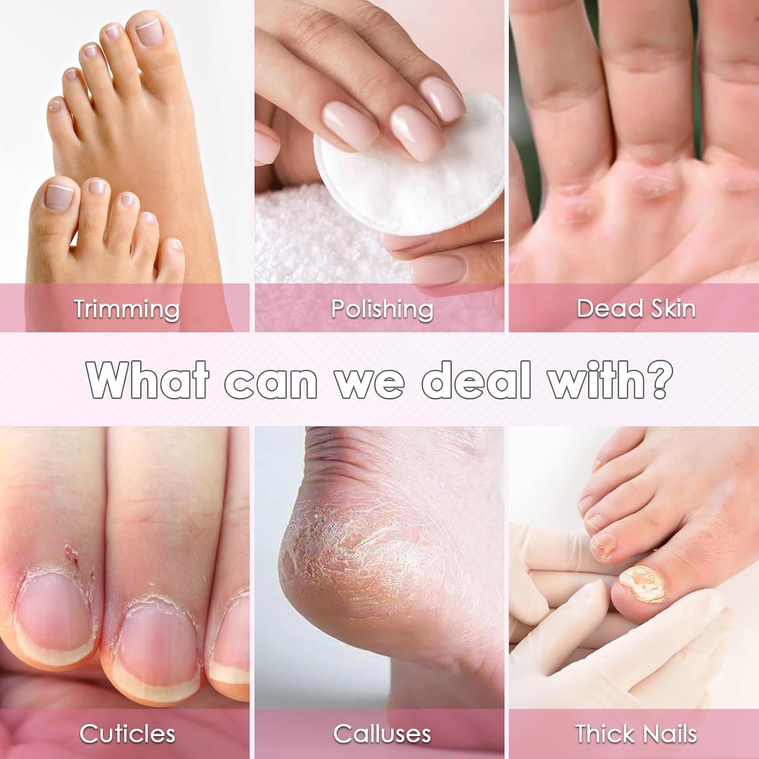 Professional Manicure Pedicure Kit with Charging Base: Cordless 20 in 1 Electric Nail File Set for Thick toenail, 5 Speeds Nail Drill Machine for Hand Feet Buffer Grinder Trimmer Men Woman Pets Baby - Image 8