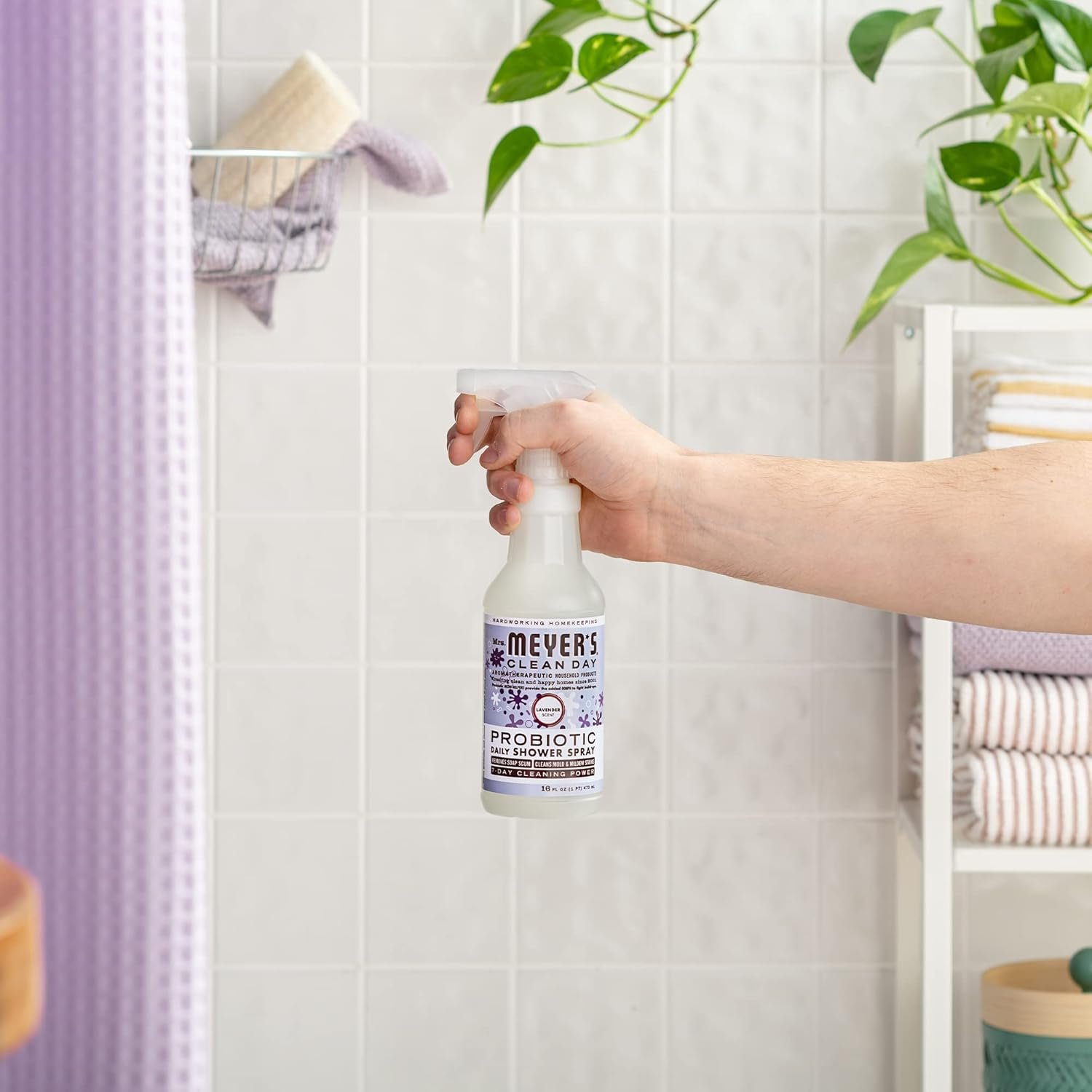 MRS. MEYER'S CLEAN DAY's Probiotic Daily Shower Spray Cleaner, Made With Essential Oils And Other Thoughtfully Chosen Ingredients, Lavender, 16 oz. - Image 7