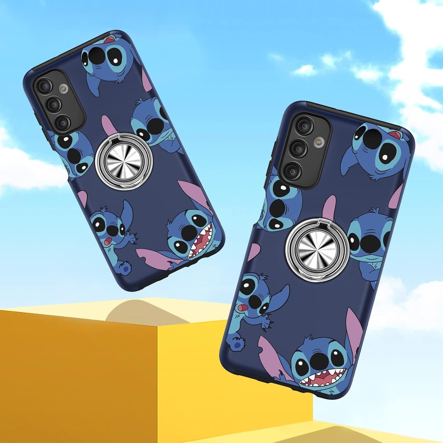 Joyleop Cute Cover for Galaxy A14 5G Phone Case Cartoon Funny Print for Girls Kids Pretty Girly with Ring Holder Stand Magnetic Kickstand Military Grade for Samsung A14 5G 6.6",Stit - Image 4