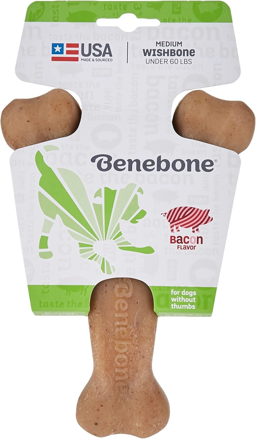 Benebone Wishbone Durable Dog Chew Toy for Aggressive Chewers, Real Bacon, Made in USA, Medium - Image 5