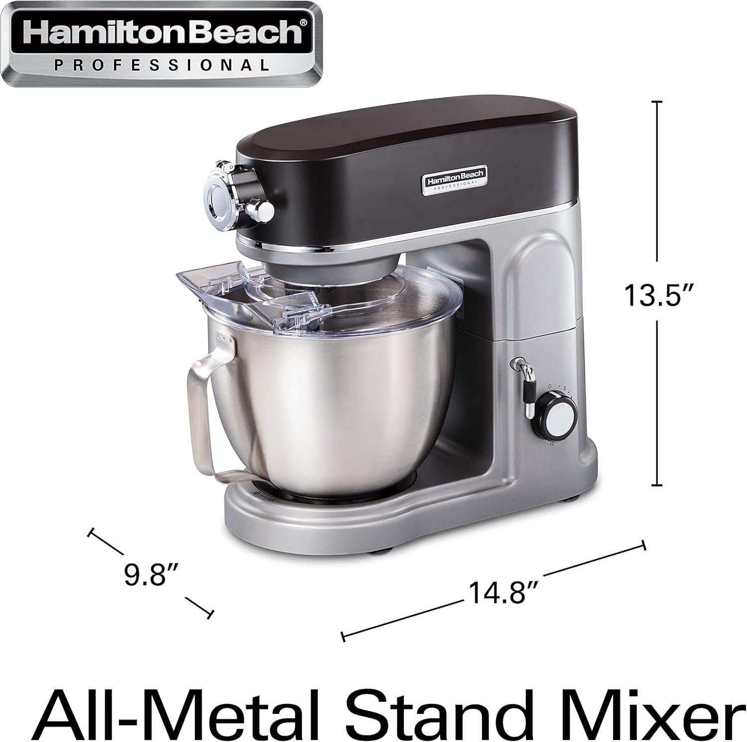 Hamilton Beach Professional All-Metal Stand Mixer with Specialty Attachment Hub, 5 Quart Bowl, 12 Speeds, Includes Flat Beater, Dough Hook, Whisk (63240) - Image 8