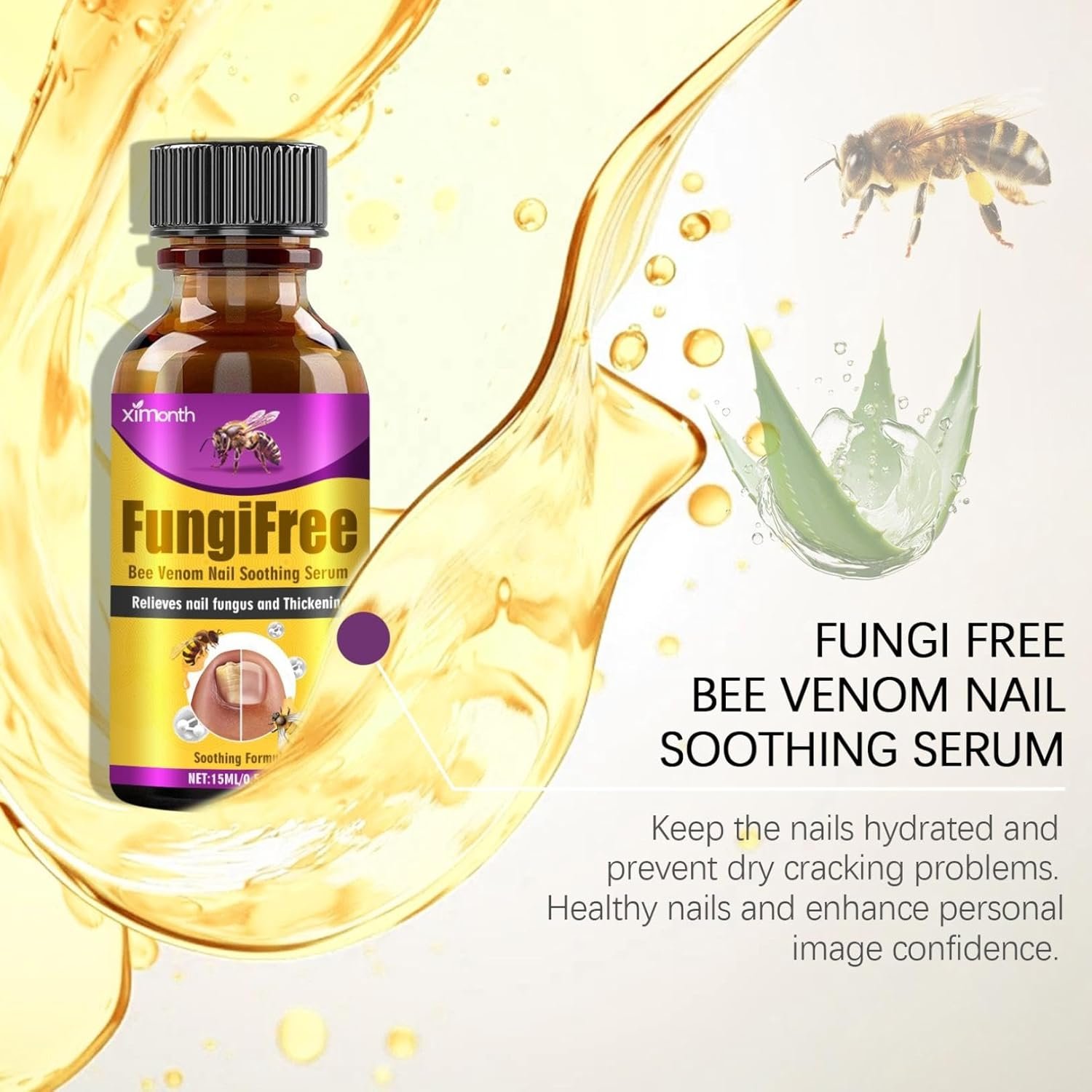 Bee Venom Nail Treatment Serum,Bee Venom Toenail Serum Liquid,Nail Growth and Repair care solution,for Strengthens and Moisturizes Thin Nails (2PCS) - Image 4