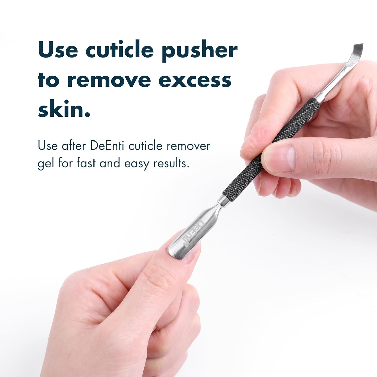 DeEnti Cuticle Maintenance Pack, Bundle Includes Citrus Scented Cuticle Remover, Cuticle Oil for Nails, and Metal Cuticle Pusher Tool, Salon Grade Cuticle Care, Home Manicure and Pedicure Kit - Image 4