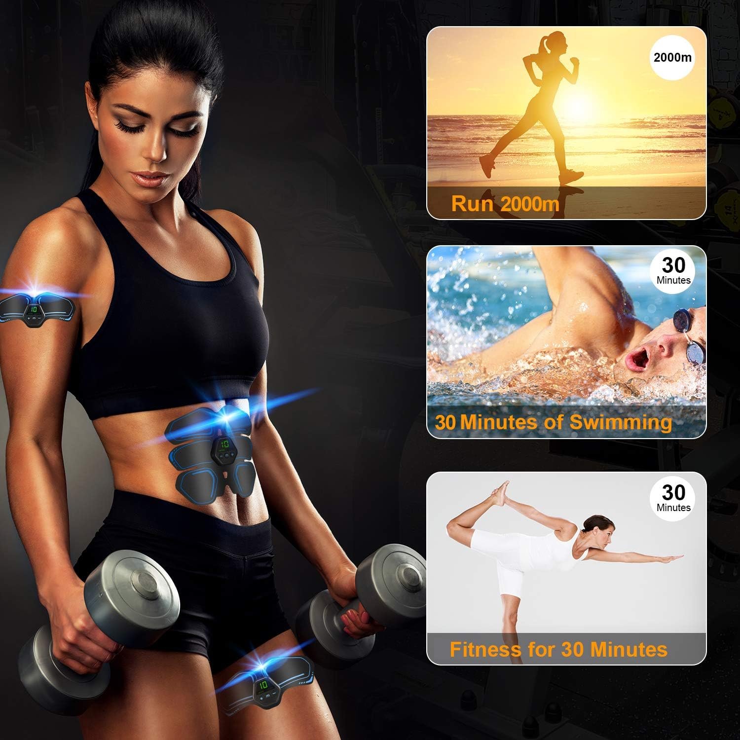 ABS Stimulator, Ab Trainer, EMS Muscle Stimulator LCD Screen Muscle Stimulator USB Rechargeable Portable Muscle Trainer Abdominal / arm / Leg Fitness Workouts Gear - Image 4