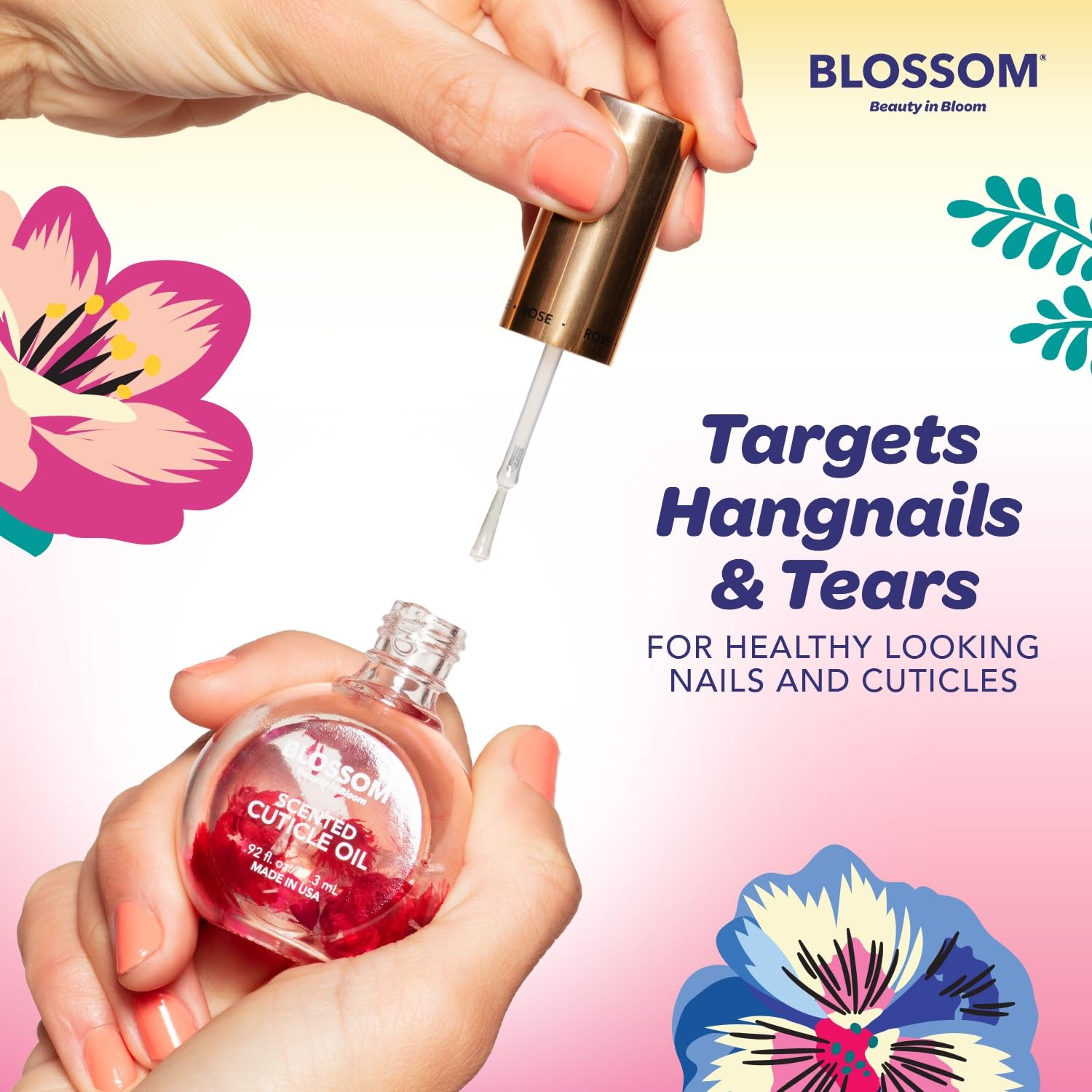 Blossom Scented Cuticle Oil, Infused with Real Flowers, Hydrating, Moisturizing, Strengthening, Made in USA, 0.5 fl. oz, Hibiscus - Image 5